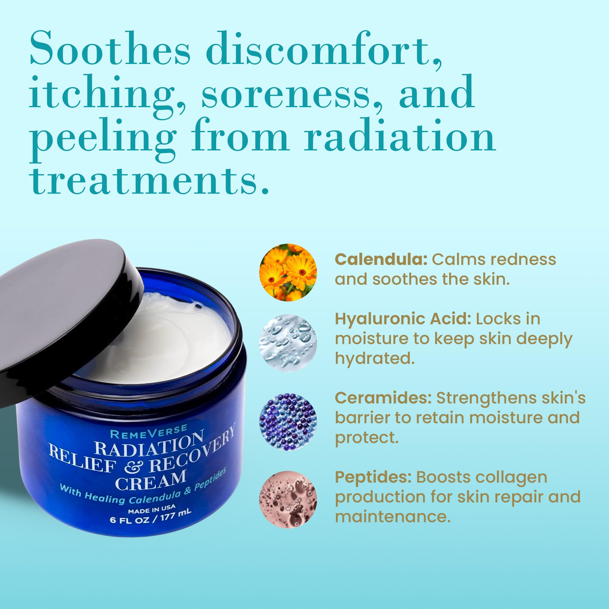 RemeVerse Radiation Cream – Unscented Hydration with Hyaluronic Acid, Peptides & Calendula (6 oz)