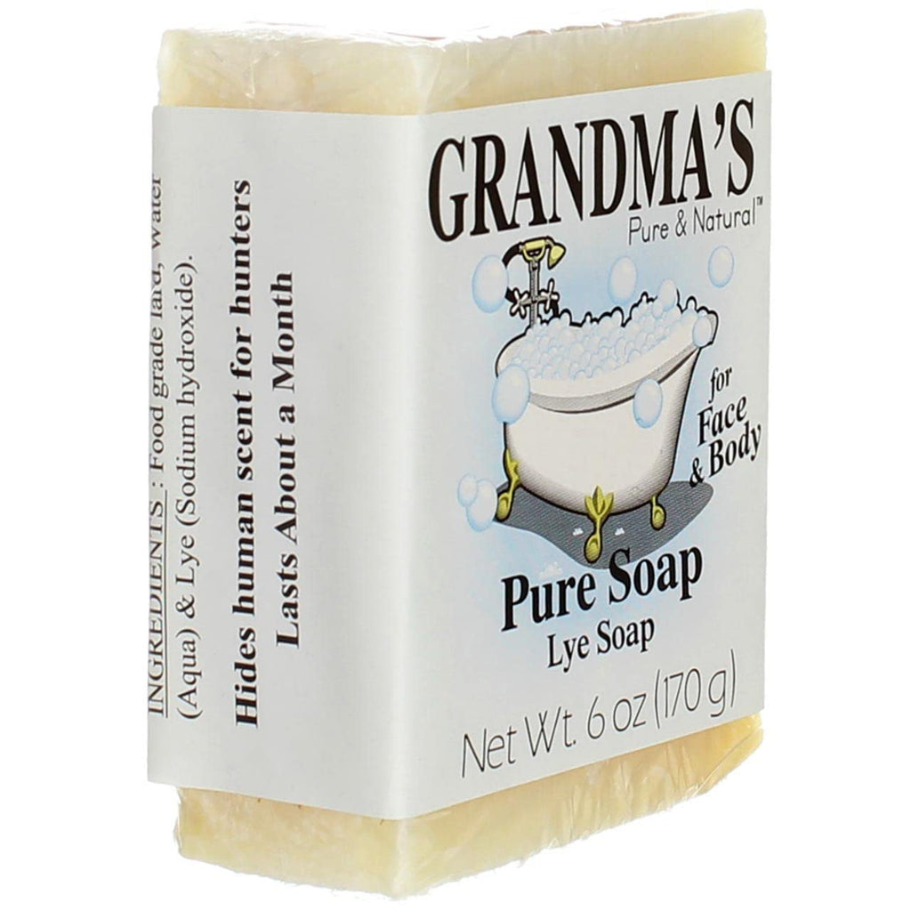 Remwood- Grandmas Pure Lye Soap Bar - 6 oz Unscented Face & Body Wash | No Detergents, Dyes or Fragrances
