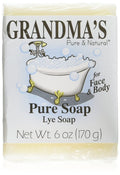 Remwood- Grandmas Pure Lye Soap Bar - 6 oz Unscented Face & Body Wash | No Detergents, Dyes or Fragrances