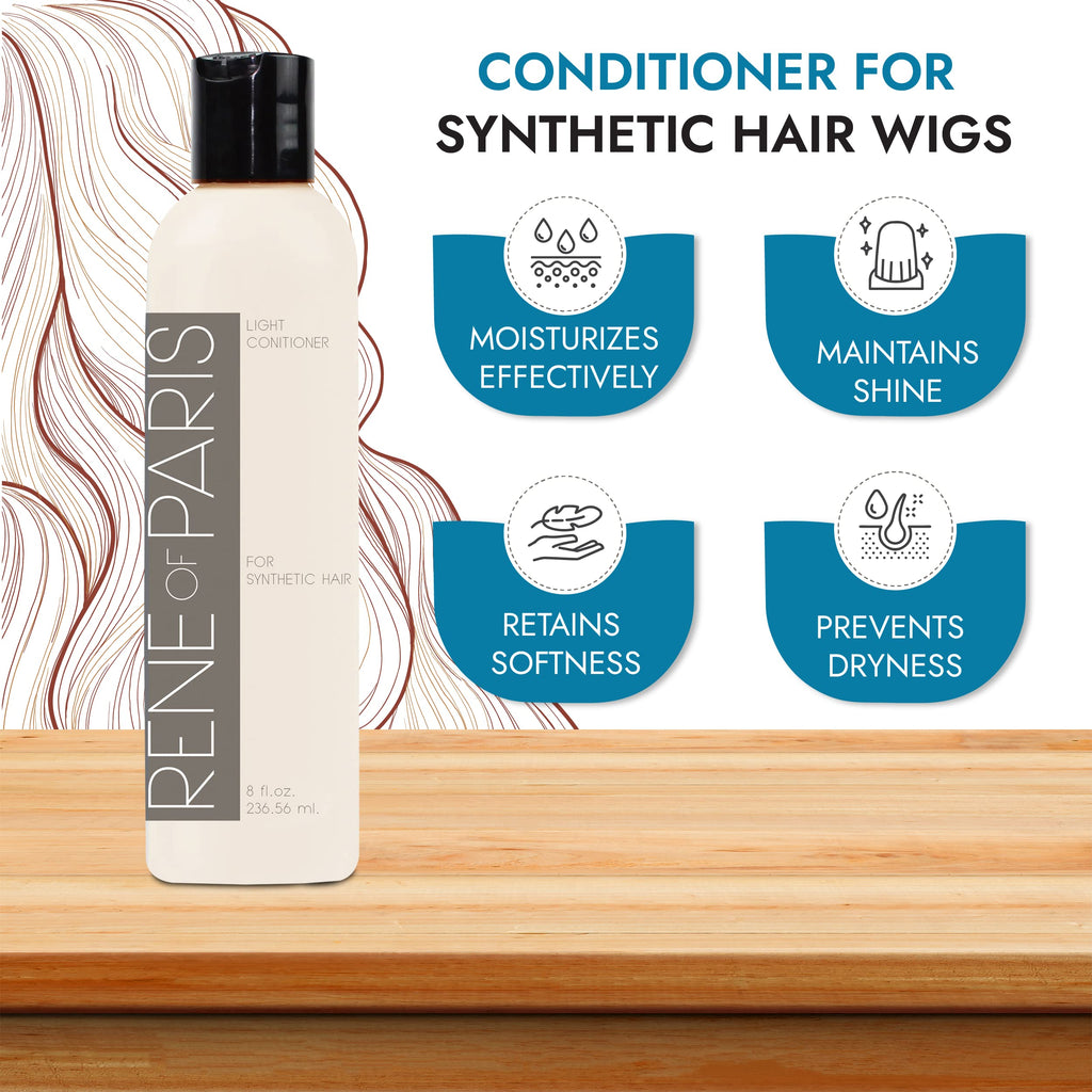 Rene of Paris Hair Conditioner for Synthetic Wigs & Extensions (8 oz) | Detangles, Shine, Protects