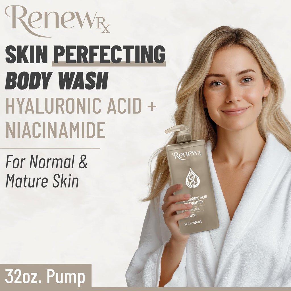 RENEW RX Hyaluronic Acid and Niacinamide Body Wash – Hydrating, Brightening, Vegan (32 oz)