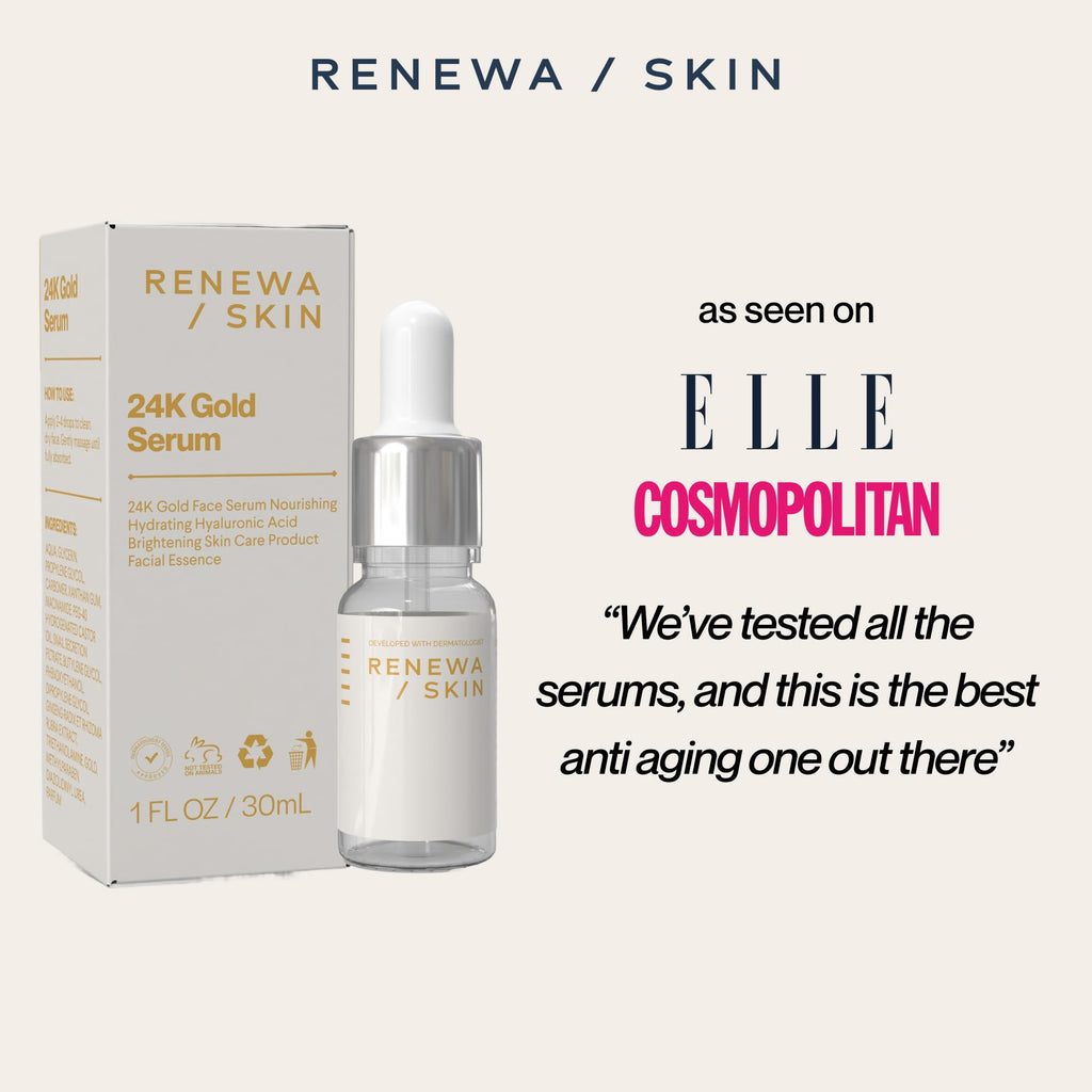 Renewa Skin 24K Gold Niacinamide Serum – Hydrating & Brightening, 30mL