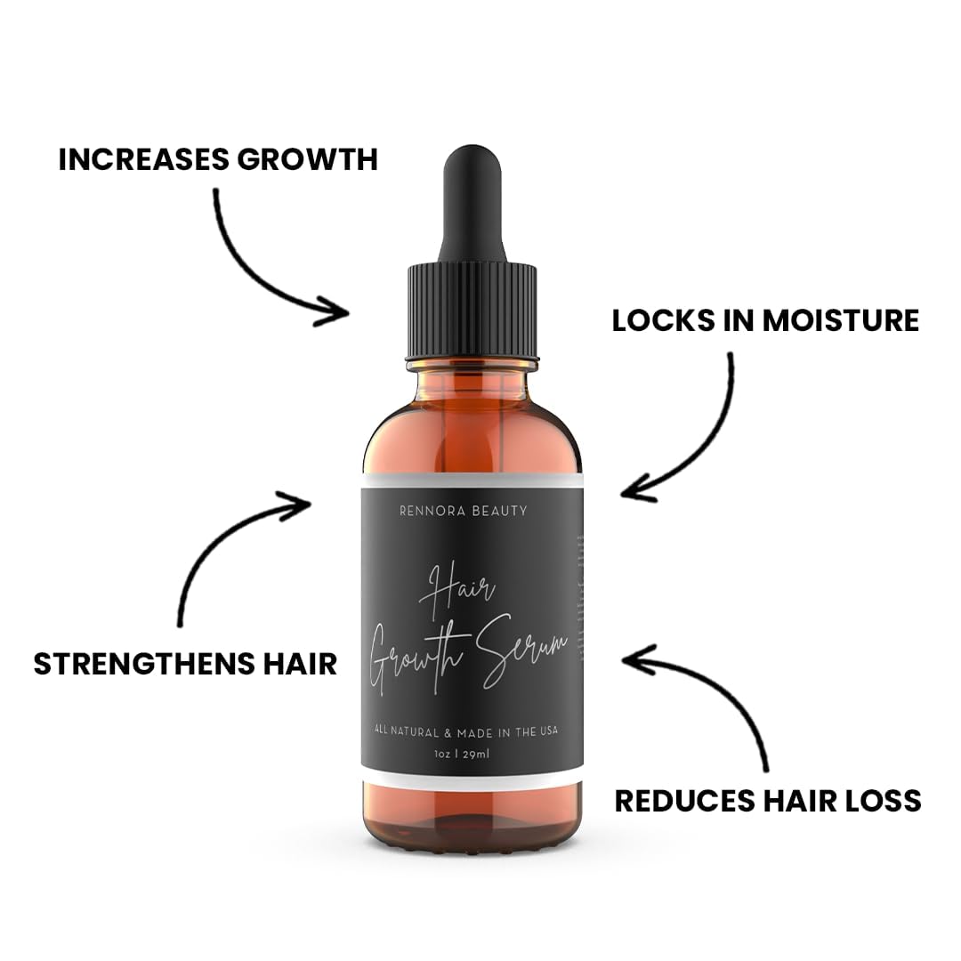 Rennora Hair Growth Serum – Organic Herbs & Natural Vitamins (30 Day Supply, 1 Pack)