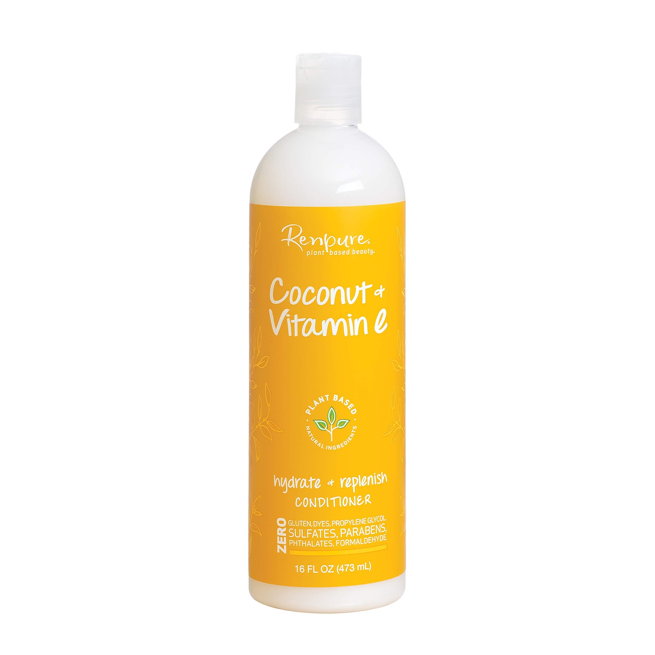RENPURE Coconut & Vitamin E Hydrate + Replenish Shampoo – Plant-Based, Sulfate-Free, Color-Safe 16 fl oz