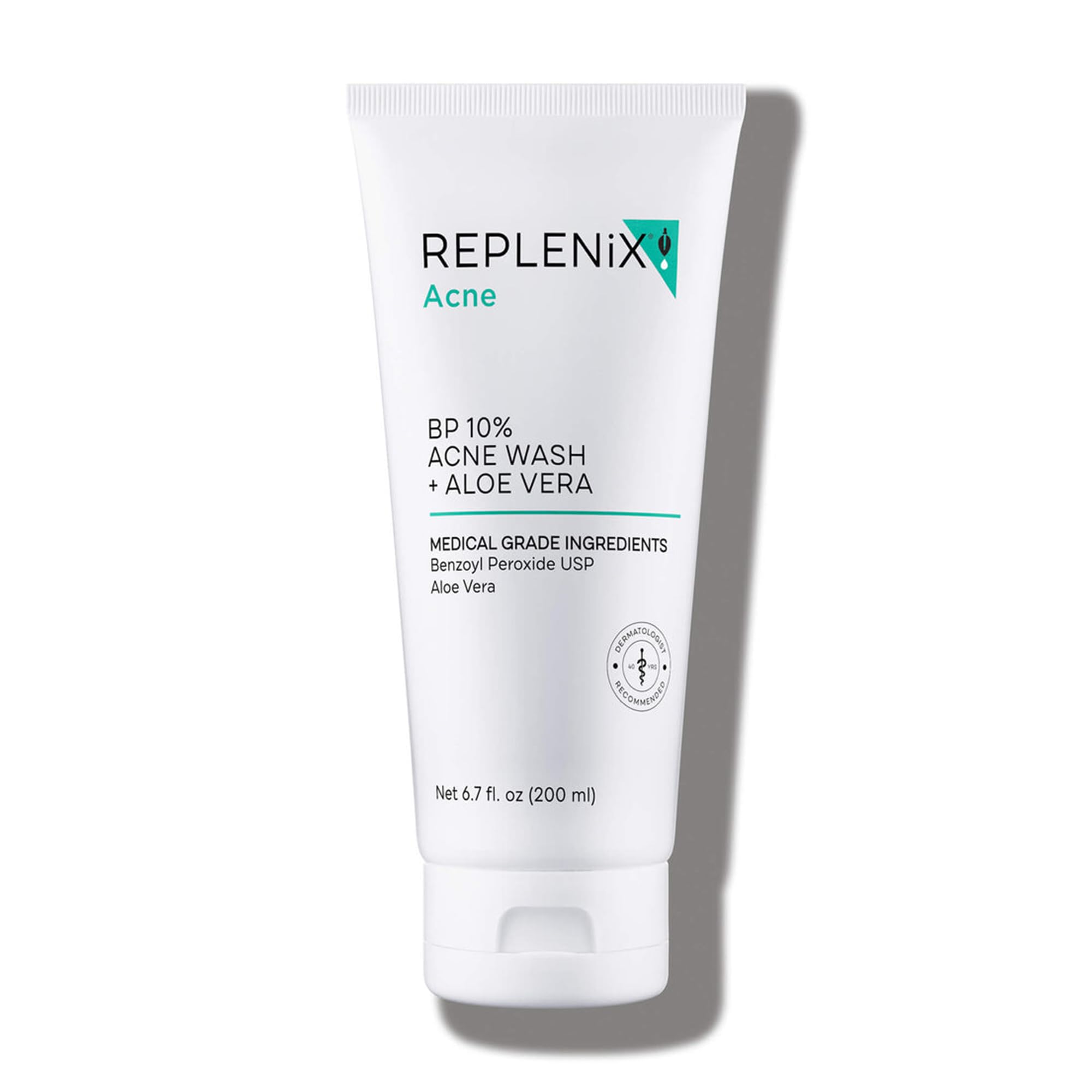 Replenix 10% Benzoyl Peroxide Acne Face Wash with Aloe | Clarifying Cleanser for Face & Body, 6.7 Fl Oz