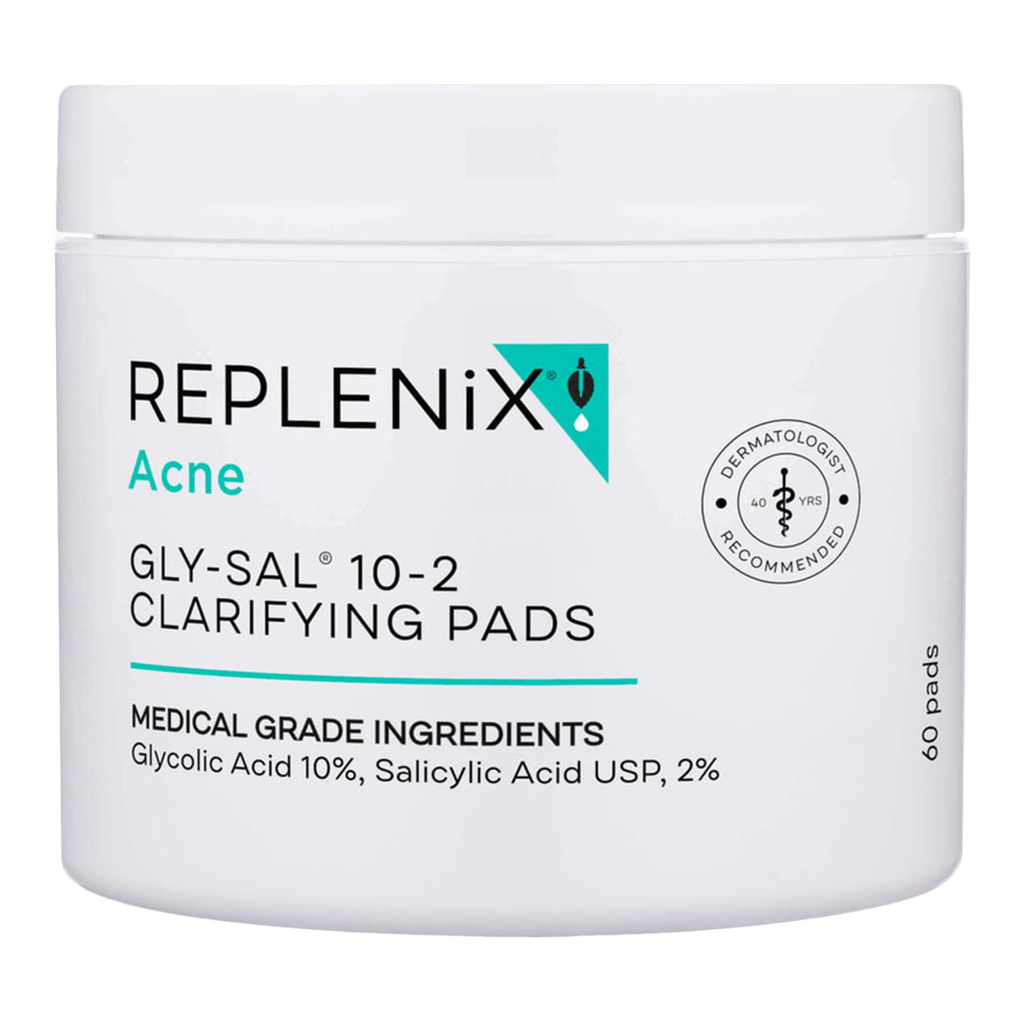 Replenix Gly-Sal Clarifying Acne Pads – 60 Count, 10% Glycolic + 2% Salicylic