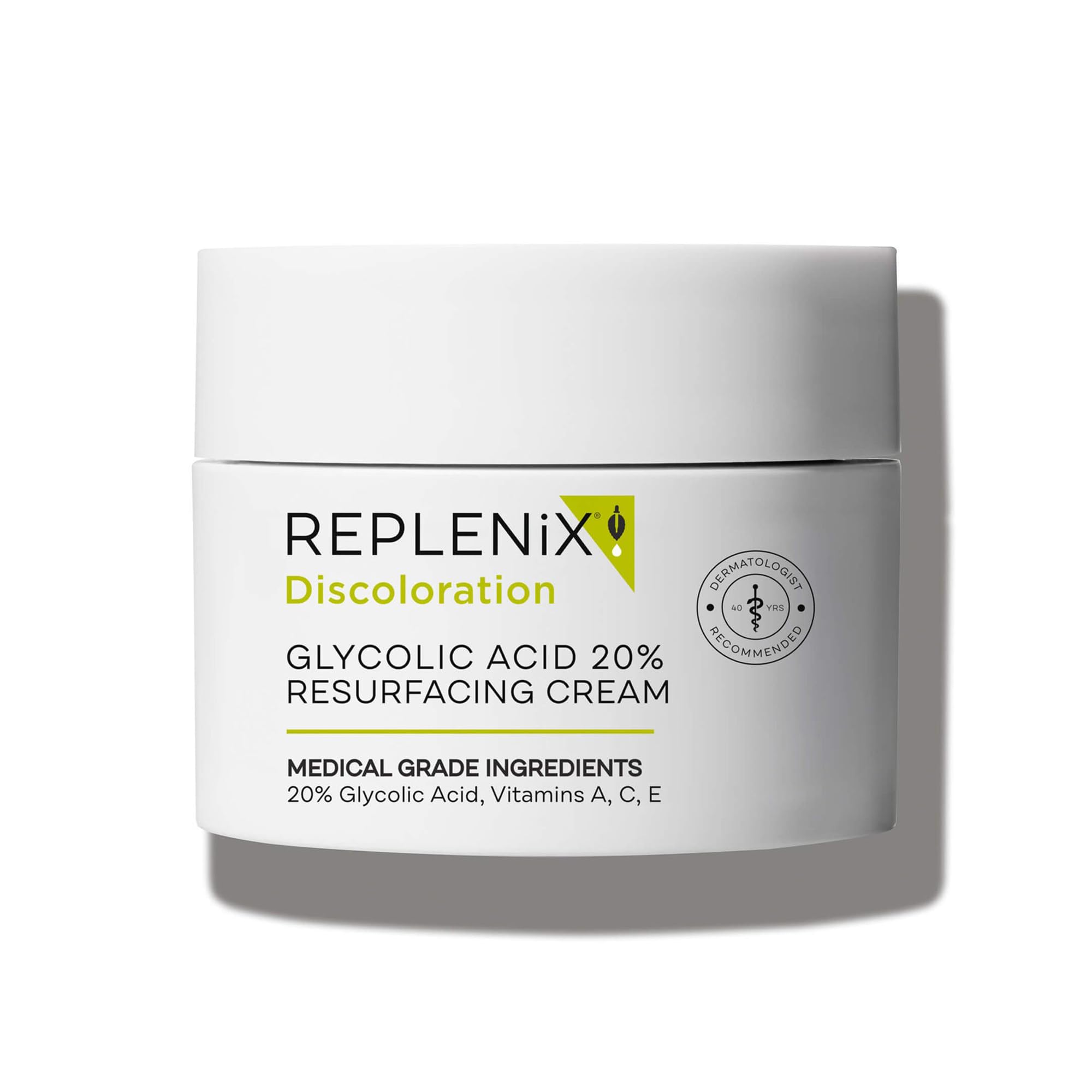Replenix Glycolic Acid 20% Resurfacing Cream – Hydrating, Lightweight Exfoliating Face Moisturizer (1.7 oz)