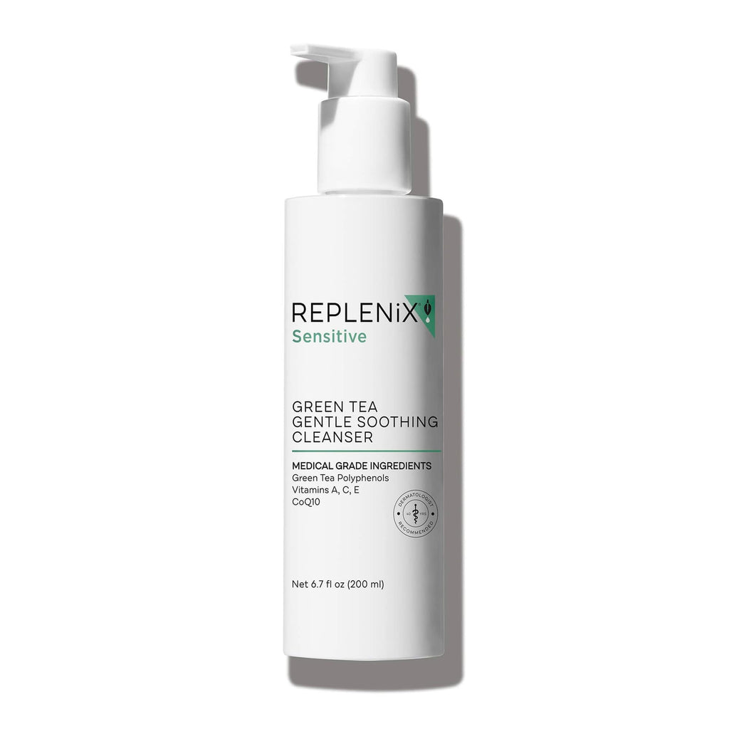Replenix Green Tea Gentle Soothing Facial Cleanser – Medical-Grade Sensitive Skin, 6.7 fl oz (New Packaging)