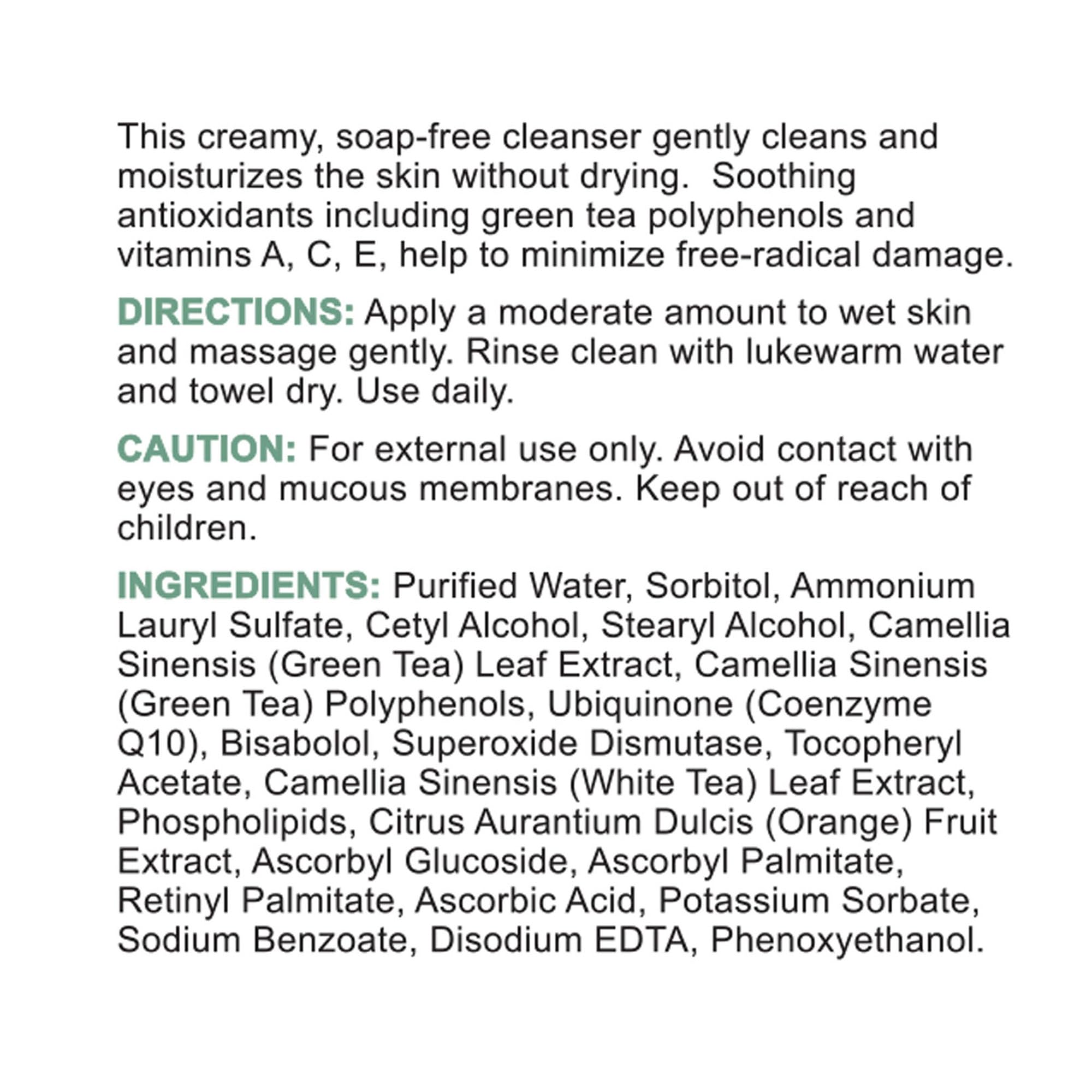 Replenix Green Tea Gentle Soothing Facial Cleanser – Medical-Grade Sensitive Skin, 6.7 fl oz (New Packaging)