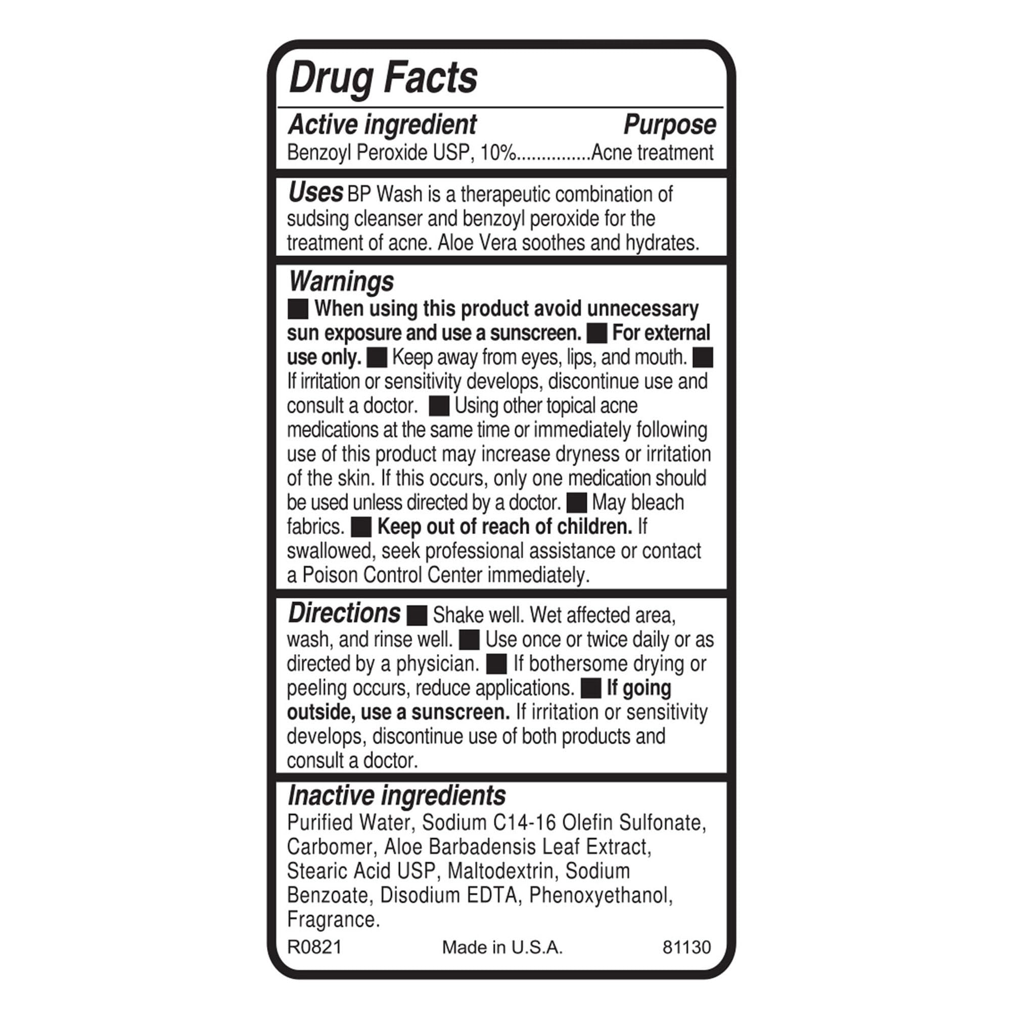 Replenix 10% Benzoyl Peroxide Acne Face Wash with Aloe | Clarifying Cleanser for Face & Body, 6.7 Fl Oz