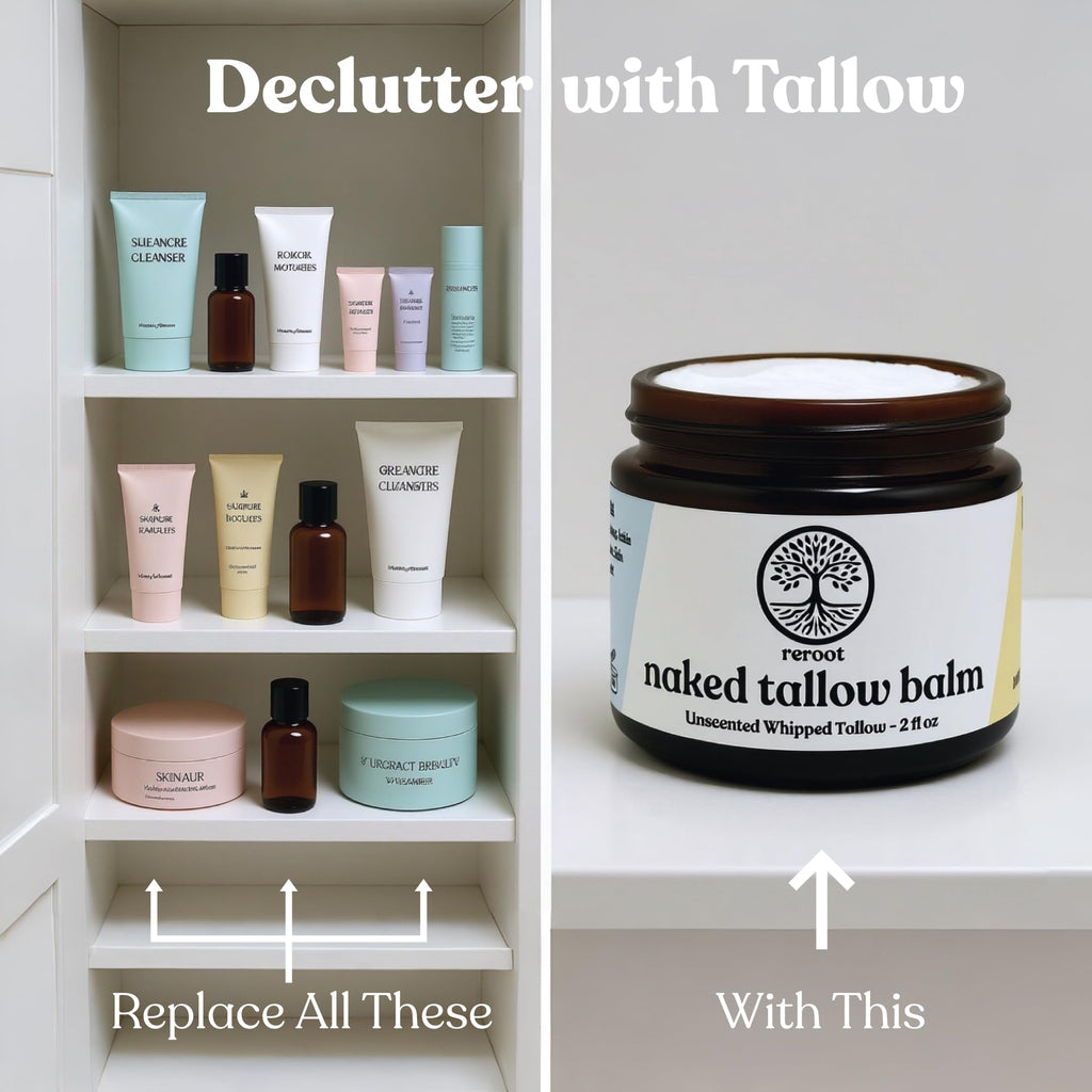 Reroot Organics Naked Tallow Balm – 1 Ingredient, Grass-Fed Beef Tallow, 2oz