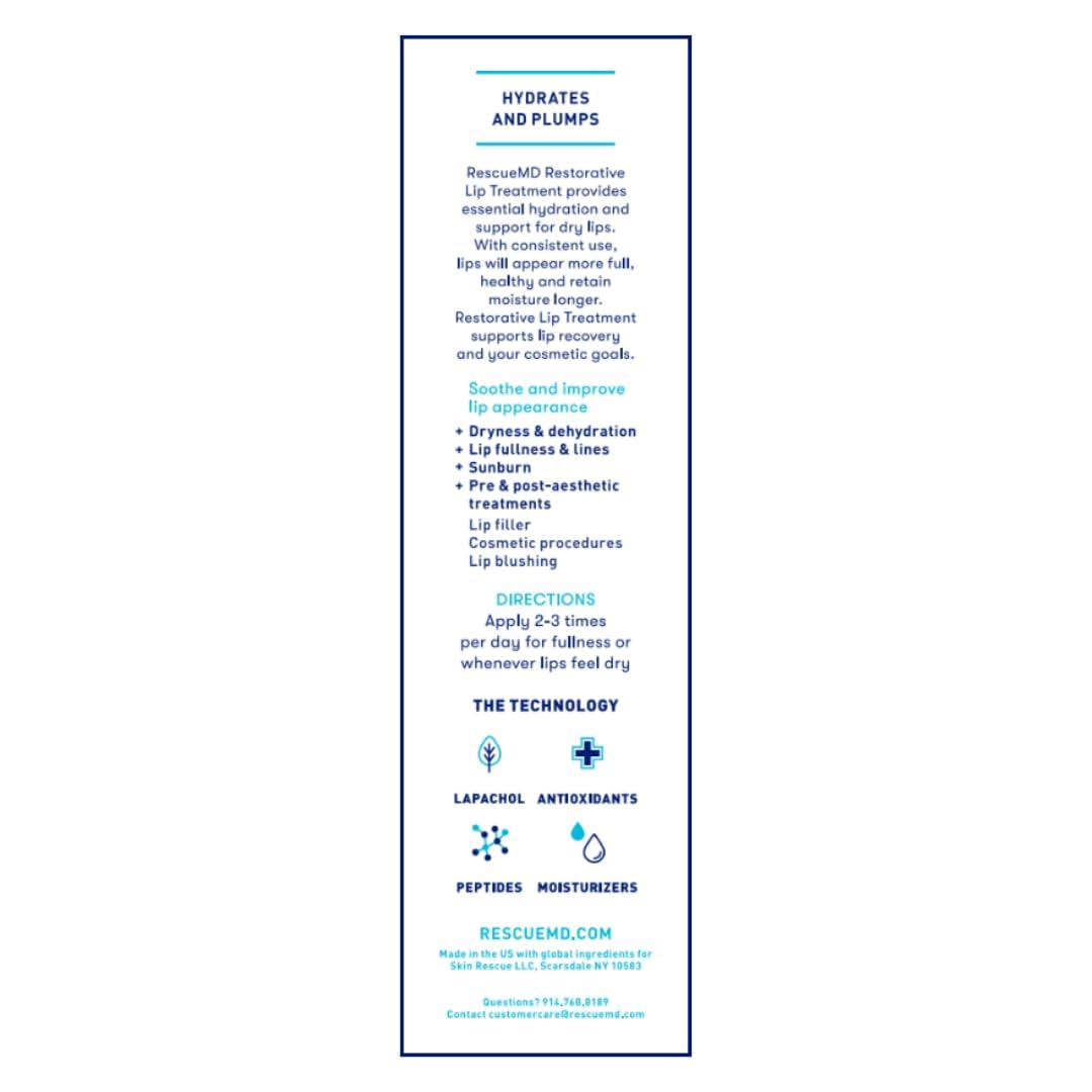 RescueMD Restorative Lip Treatment | Peptide-Powered Hydration & Arnica Repair (12mL)