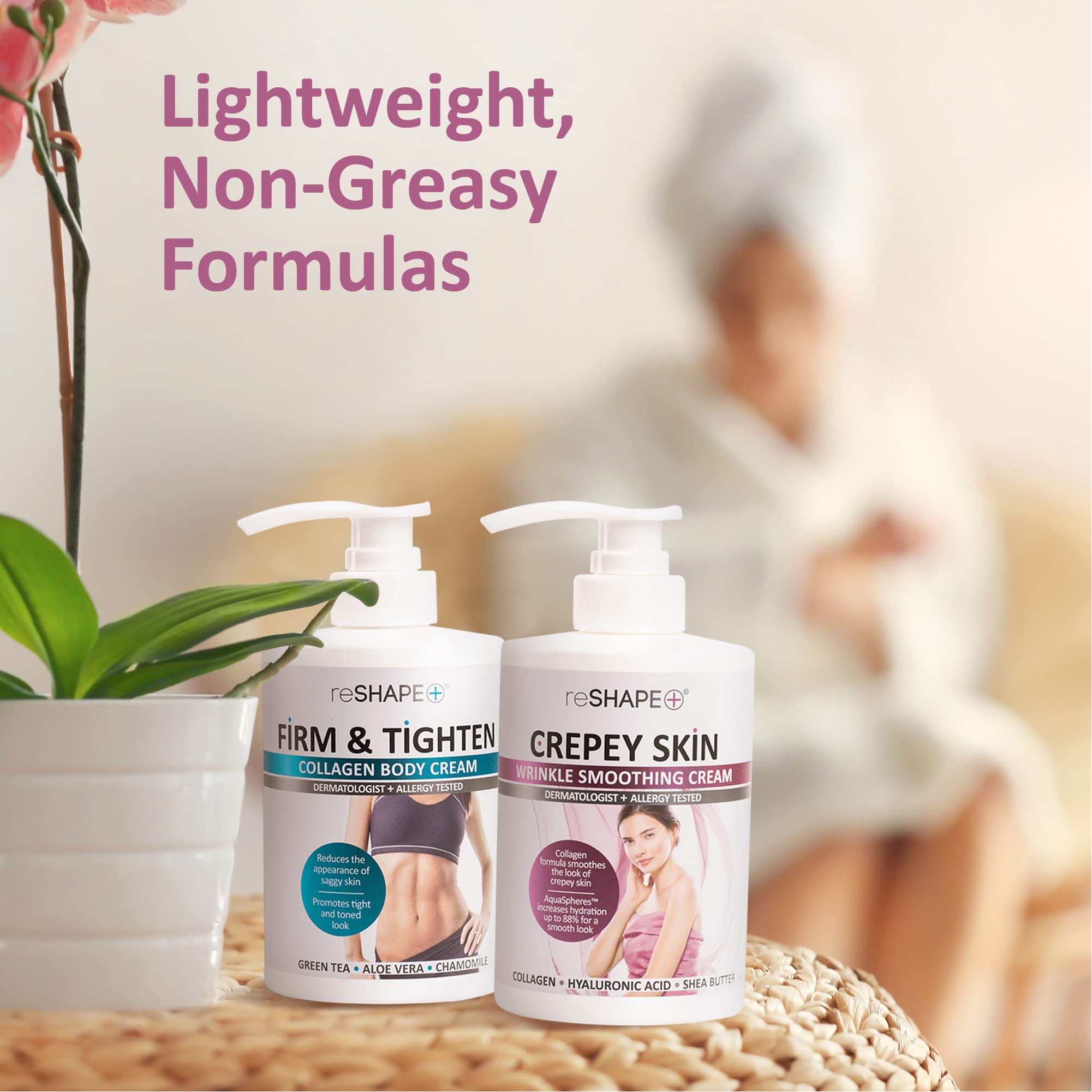 Reshape+ Collagen Body Cream + Crepey Skin Treatment Set — Hydration & Firming (15 oz x 2)
