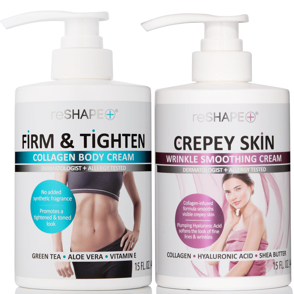 Reshape+ Collagen Body Cream + Crepey Skin Treatment Set — Hydration & Firming (15 oz x 2)
