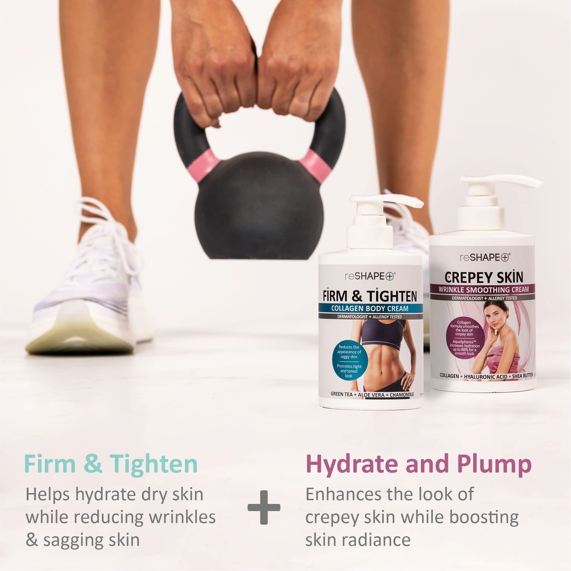 Reshape+ Collagen Body Cream + Crepey Skin Treatment Set — Hydration & Firming (15 oz x 2)