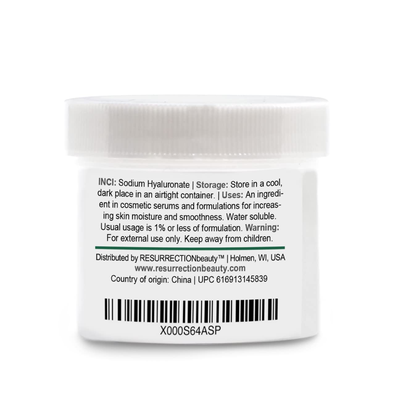 RESURRECTIONbeauty Pure Hyaluronic Acid Powder – High Molecular Weight Sodium Hyaluronate, 10g for DIY Serums & Masks