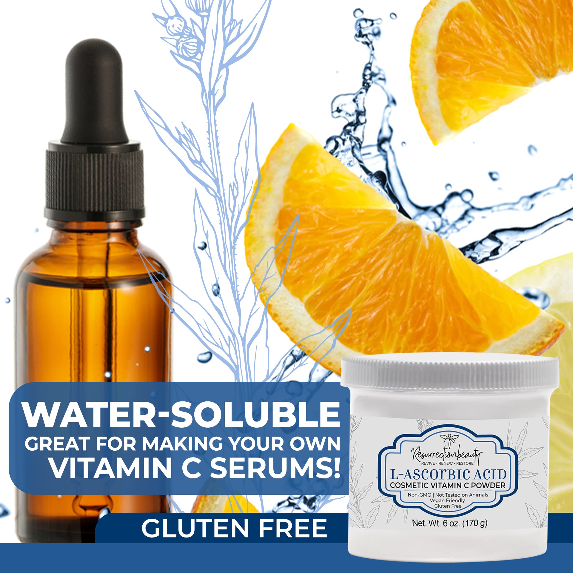 RESURRECTIONbeauty 100% Pure L-Ascorbic Acid Powder – DIY Vitamin C Skincare for Serums, Masks, and More | 6 oz