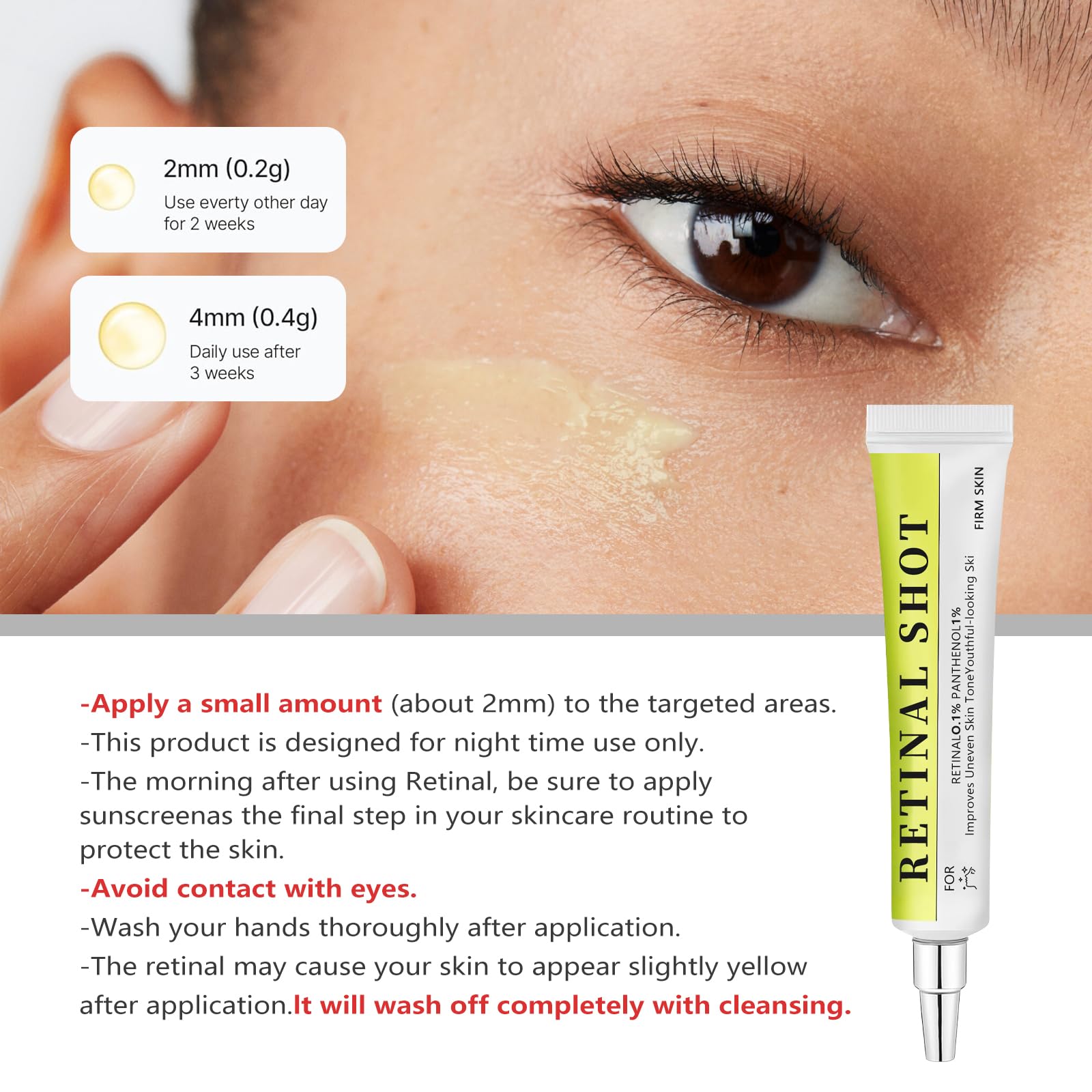 RETINAL SHOT Tightening Booster: Pore Minimizer & Wrinkles Reduction with Retinol 0.1% + Panthenol 1% (2pcs)