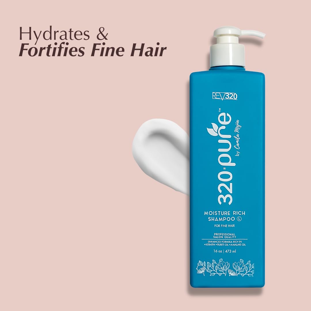 Rev320 320Pure Moisture Rich Shampoo for Fine Hair – Lightweight & Volumizing