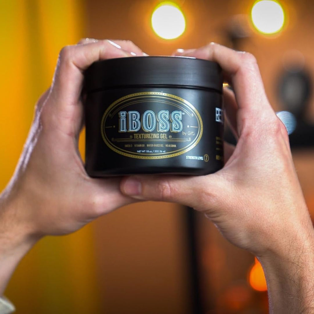 Rev320 iBOSS Texturizing Hair Gel for Men – Strong Hold, Dandruff & UV Protection, 18 oz
