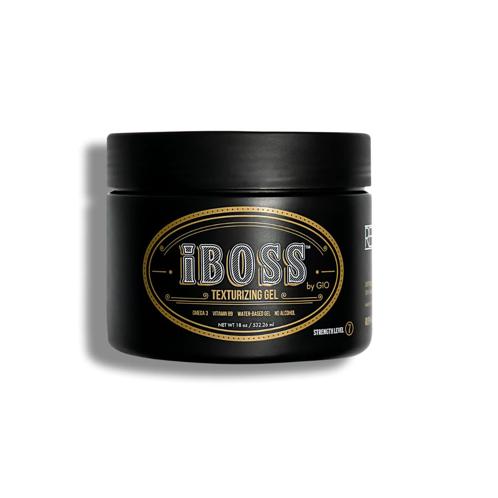 Rev320 iBOSS Texturizing Hair Gel for Men – Strong Hold, Dandruff & UV Protection, 18 oz