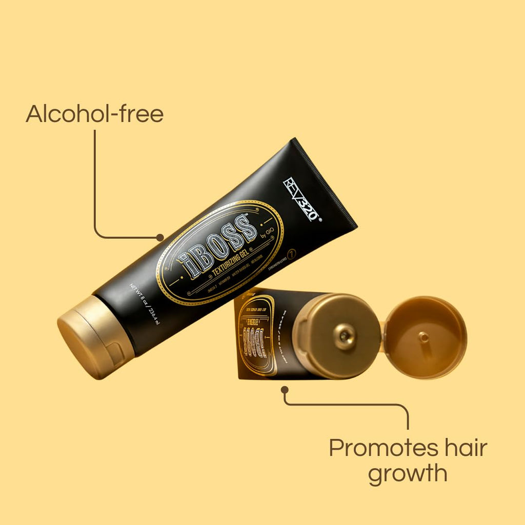 Rev320 iBOSS Texturizing Hair Gel for Men – Strong Hold, Dandruff & UV Protection, 18 oz