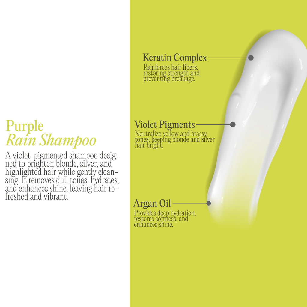 Rev320 Purple Rain Keratin Shampoo by K-Pure – Sulfate/Paraben Free, Anti-Brass Purple for Blonde, Silver & Gray Hair