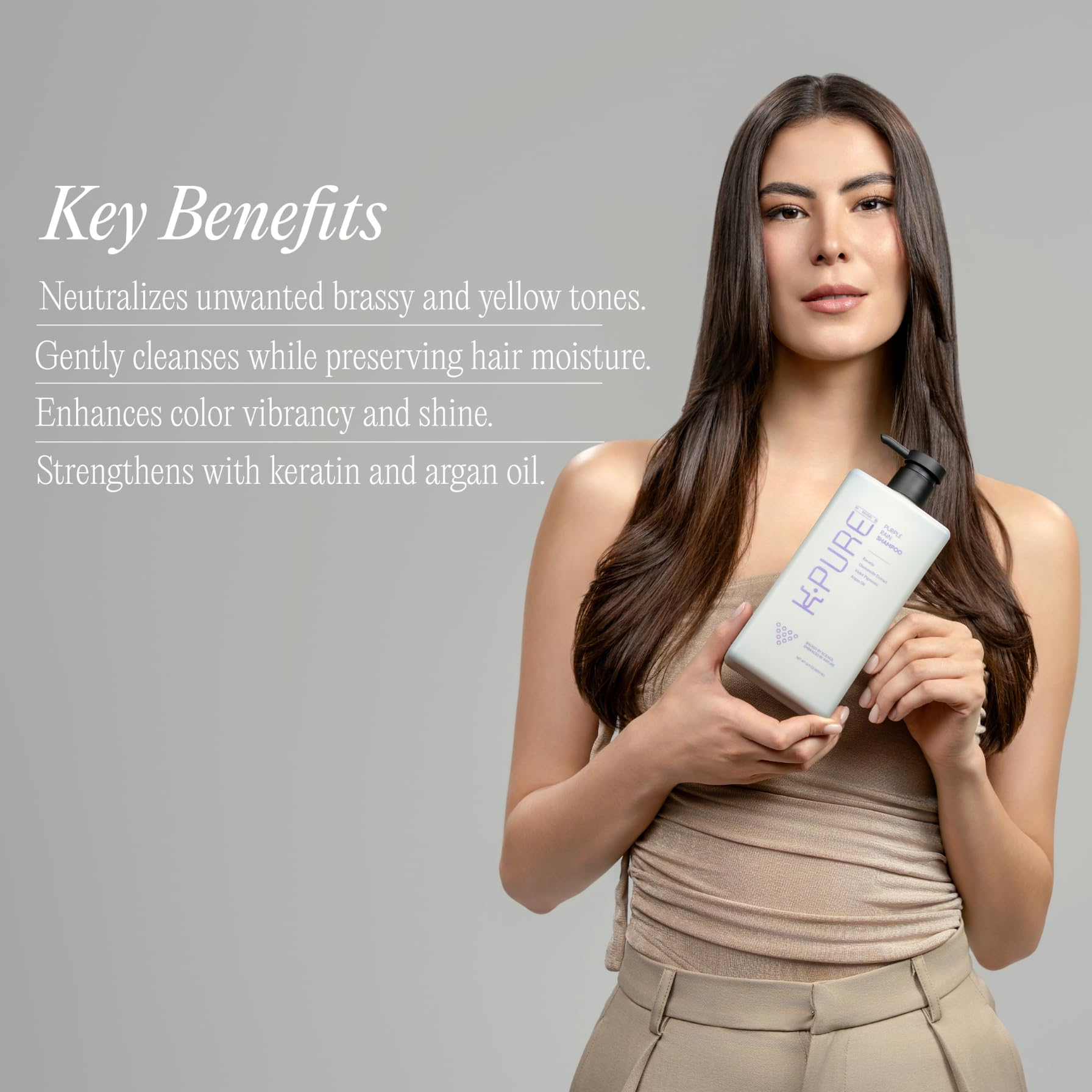 Rev320 Purple Rain Keratin Shampoo by K-Pure – Sulfate/Paraben Free, Anti-Brass Purple for Blonde, Silver & Gray Hair