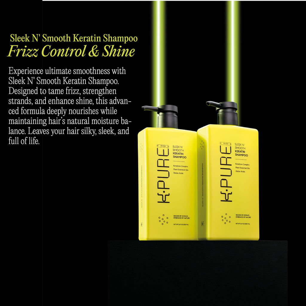 Rev320 Sleek N' Smooth Keratin Shampoo by K-Pure – Anti-Frizz, Strength & Shine (Sulfate & Paraben Free)