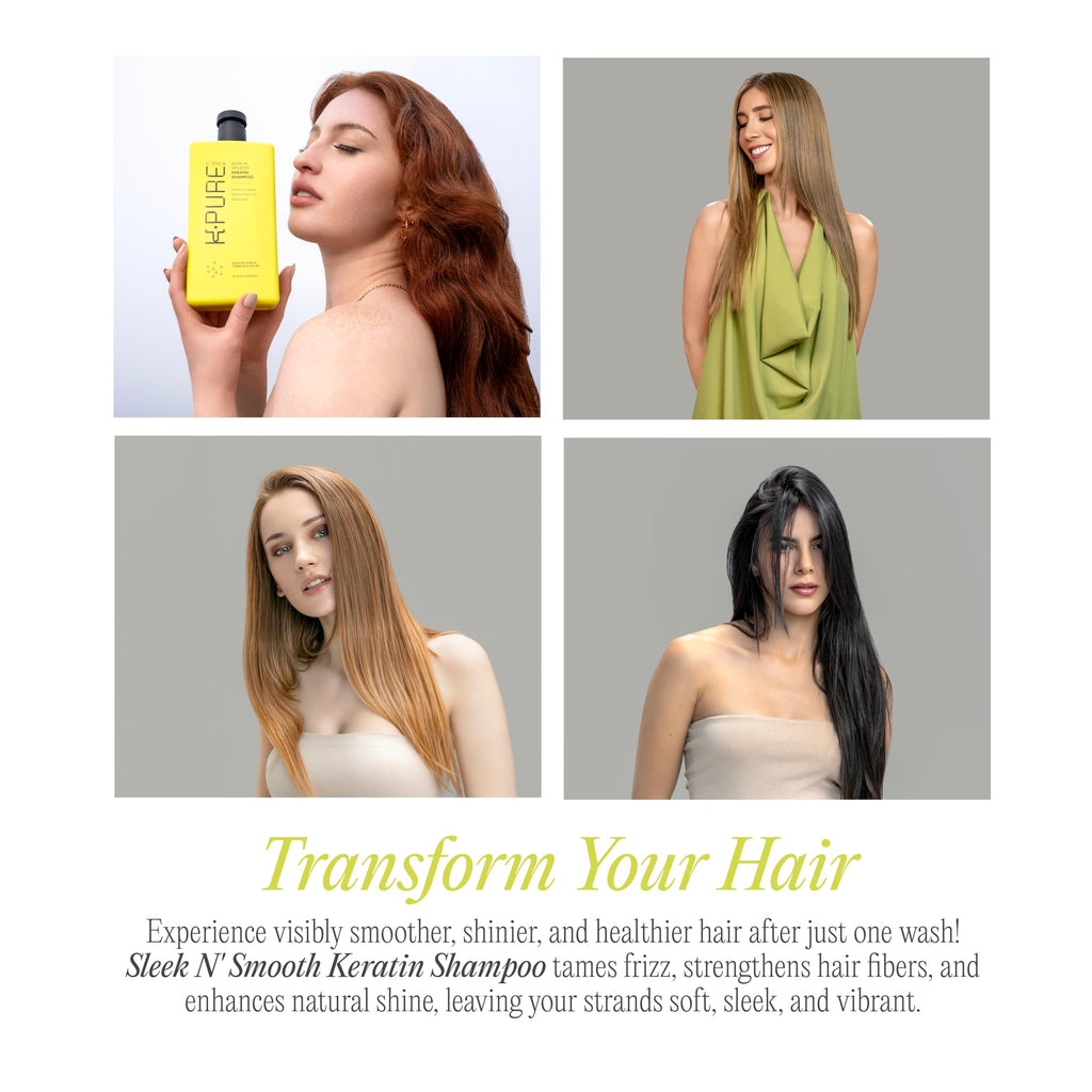 Rev320 Sleek N' Smooth Keratin Shampoo by K-Pure – Anti-Frizz, Strength & Shine (Sulfate & Paraben Free)