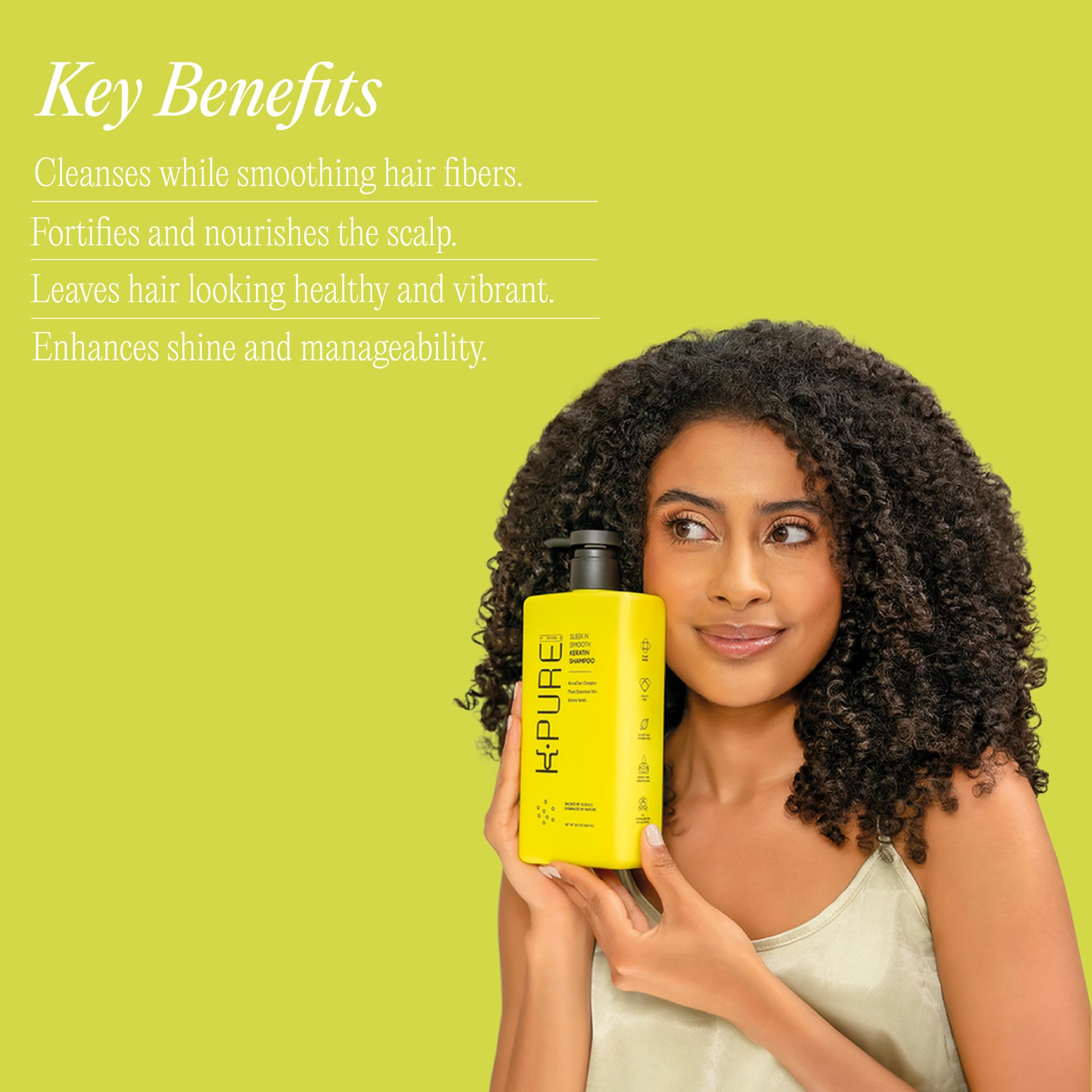 Rev320 Sleek N' Smooth Keratin Shampoo by K-Pure – Anti-Frizz, Strength & Shine (Sulfate & Paraben Free)