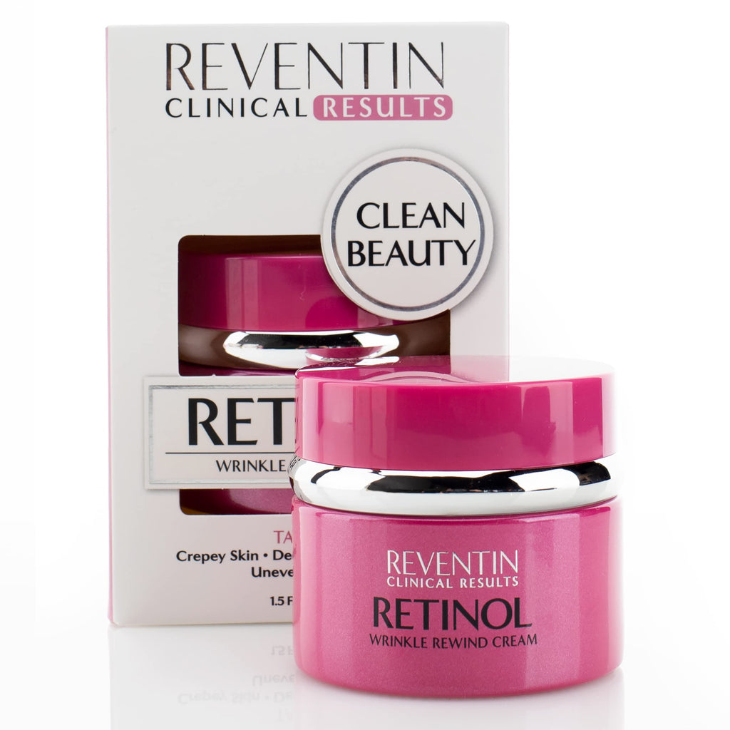 Reventin Clinical Results Retinol Wrinkle Rewind Night Cream – Anti Aging Moisturizer with Aloe Vera, Vitamin E, Niacinamide | 1.5 Fl Oz