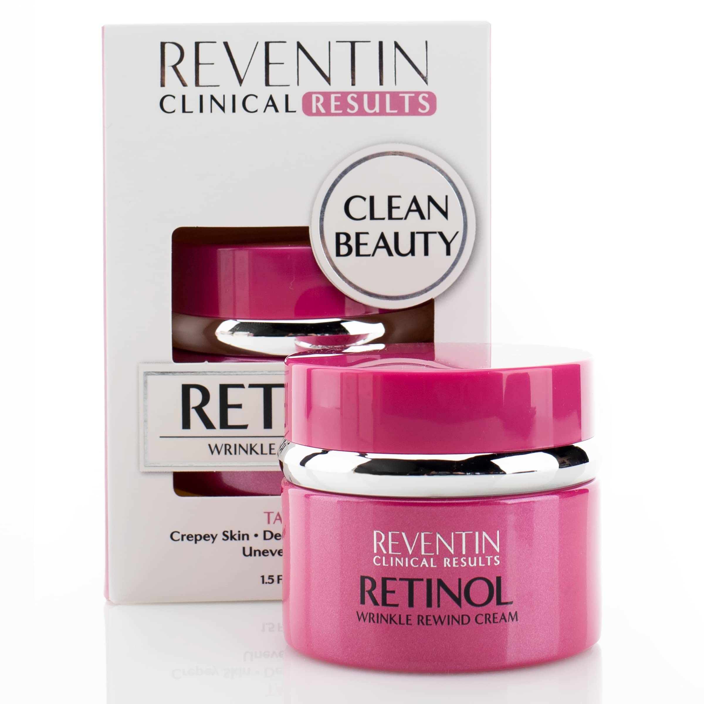 Reventin Clinical Results Retinol Wrinkle Rewind Night Cream – Anti Aging Moisturizer with Aloe Vera, Vitamin E, Niacinamide | 1.5 Fl Oz