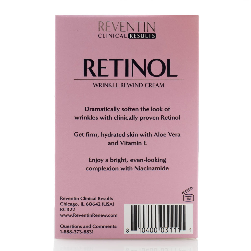 Reventin Clinical Results Retinol Wrinkle Rewind Night Cream – Anti Aging Moisturizer with Aloe Vera, Vitamin E, Niacinamide | 1.5 Fl Oz