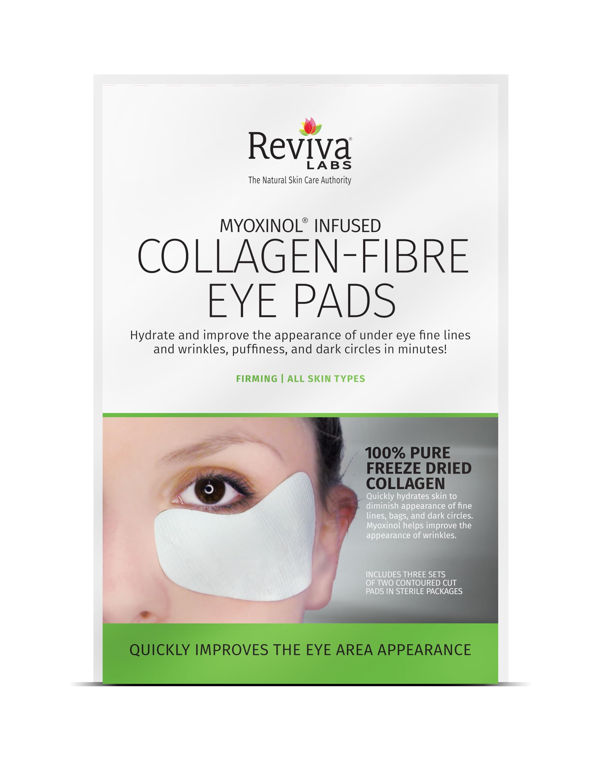 Reviva Labs Collagen Fibre Eye Pads – 6 CT | Refreshing Under-Eye Care