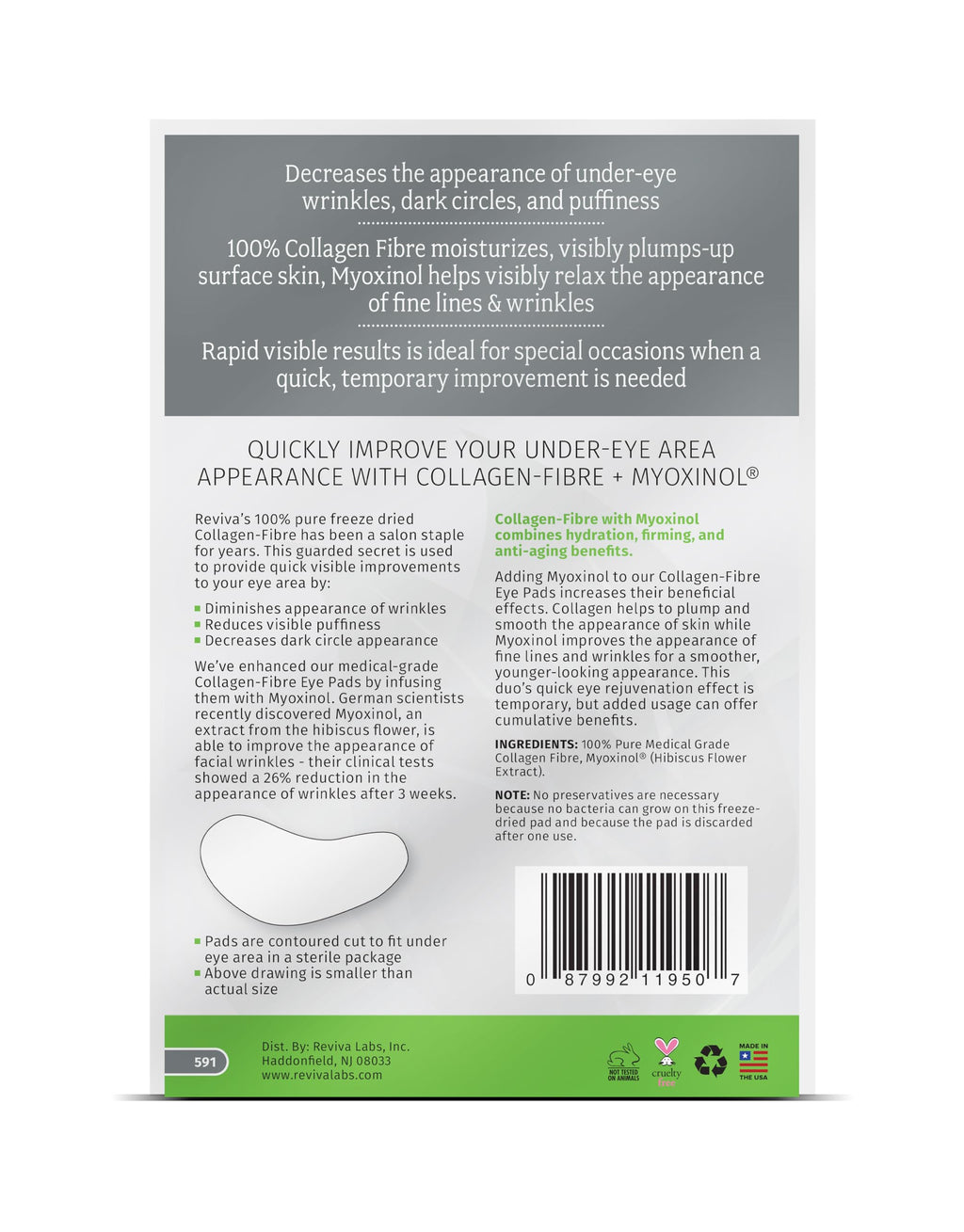 Reviva Labs Collagen Fibre Eye Pads – 6 CT | Refreshing Under-Eye Care