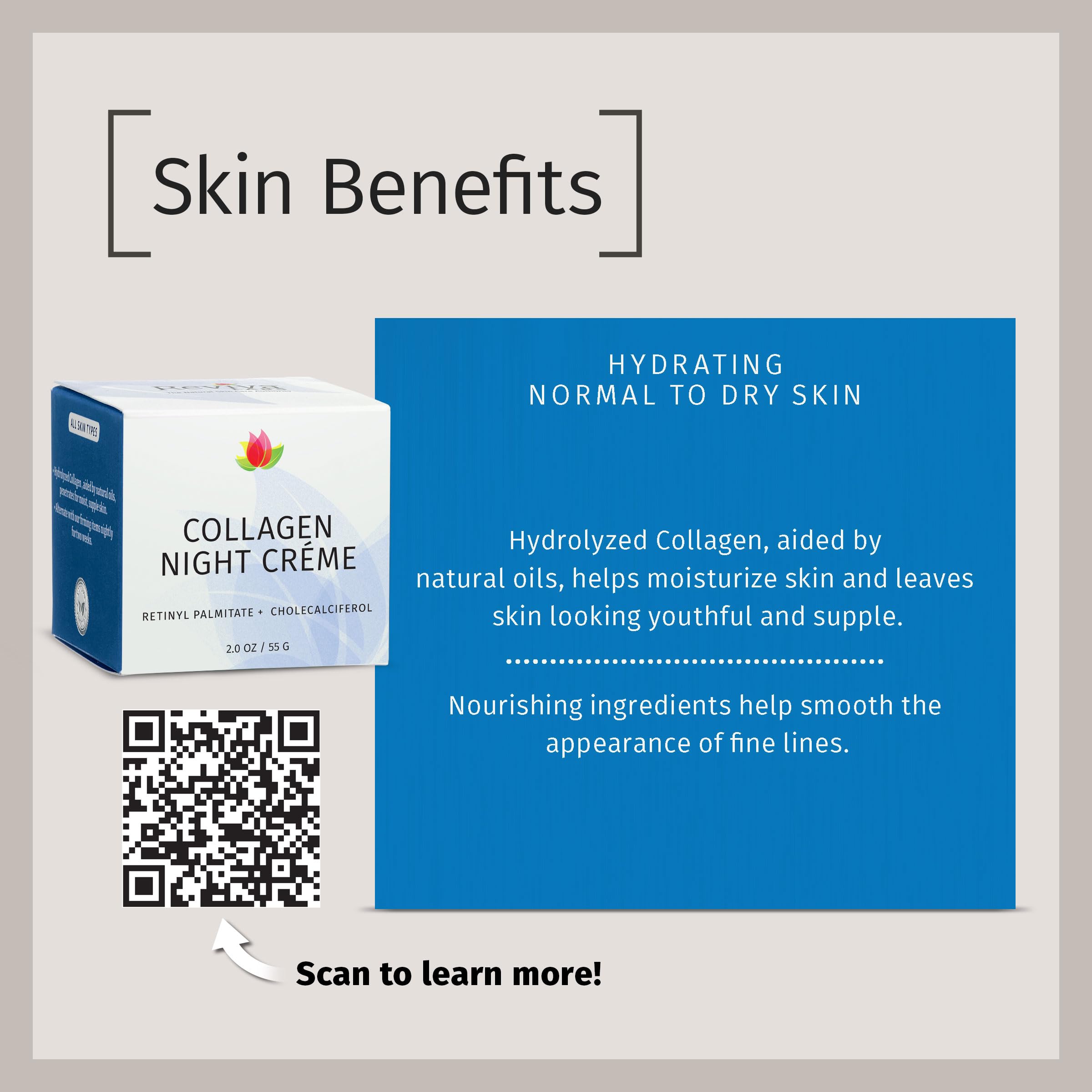 Reviva Labs Collagen Night Cream – Hydrating Face & Neck Moisturizer with Hydrolyzed Collagen
