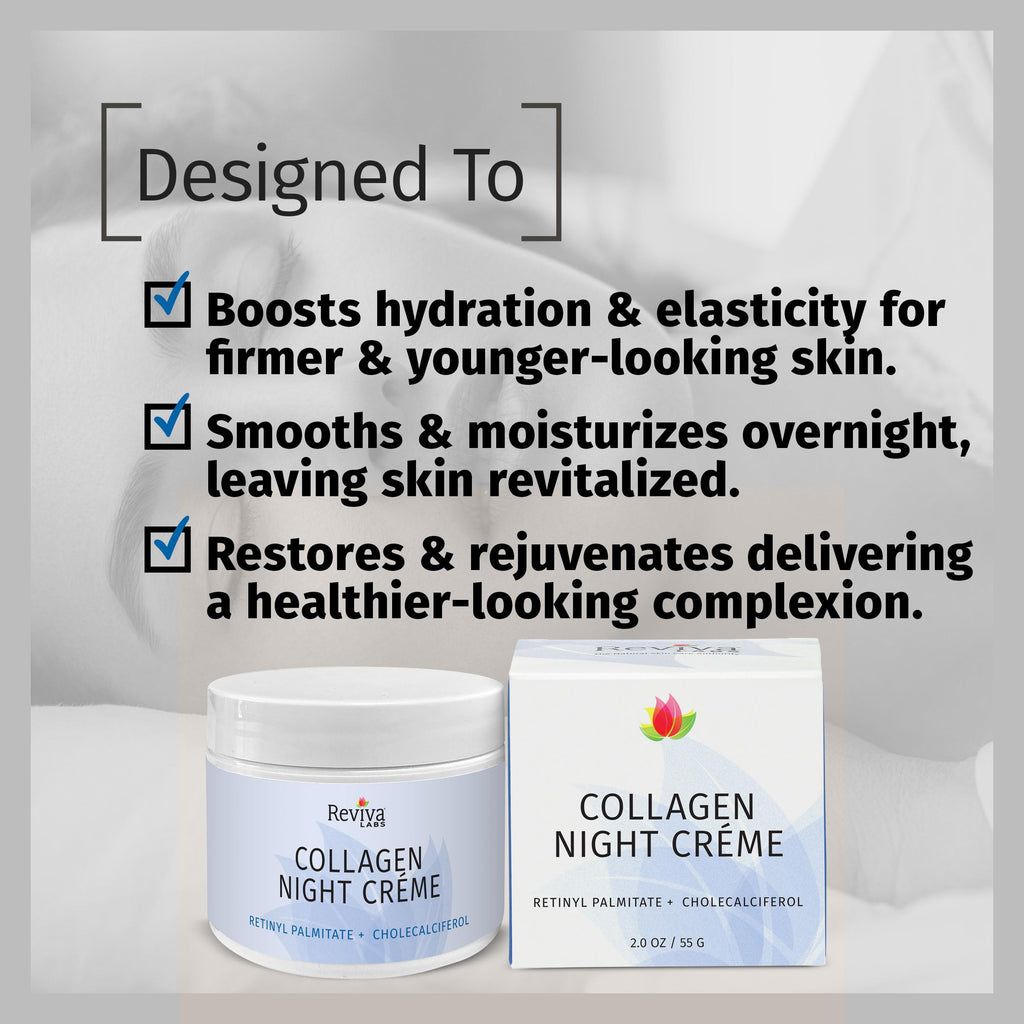 Reviva Labs Collagen Night Cream – Hydrating Face & Neck Moisturizer with Hydrolyzed Collagen
