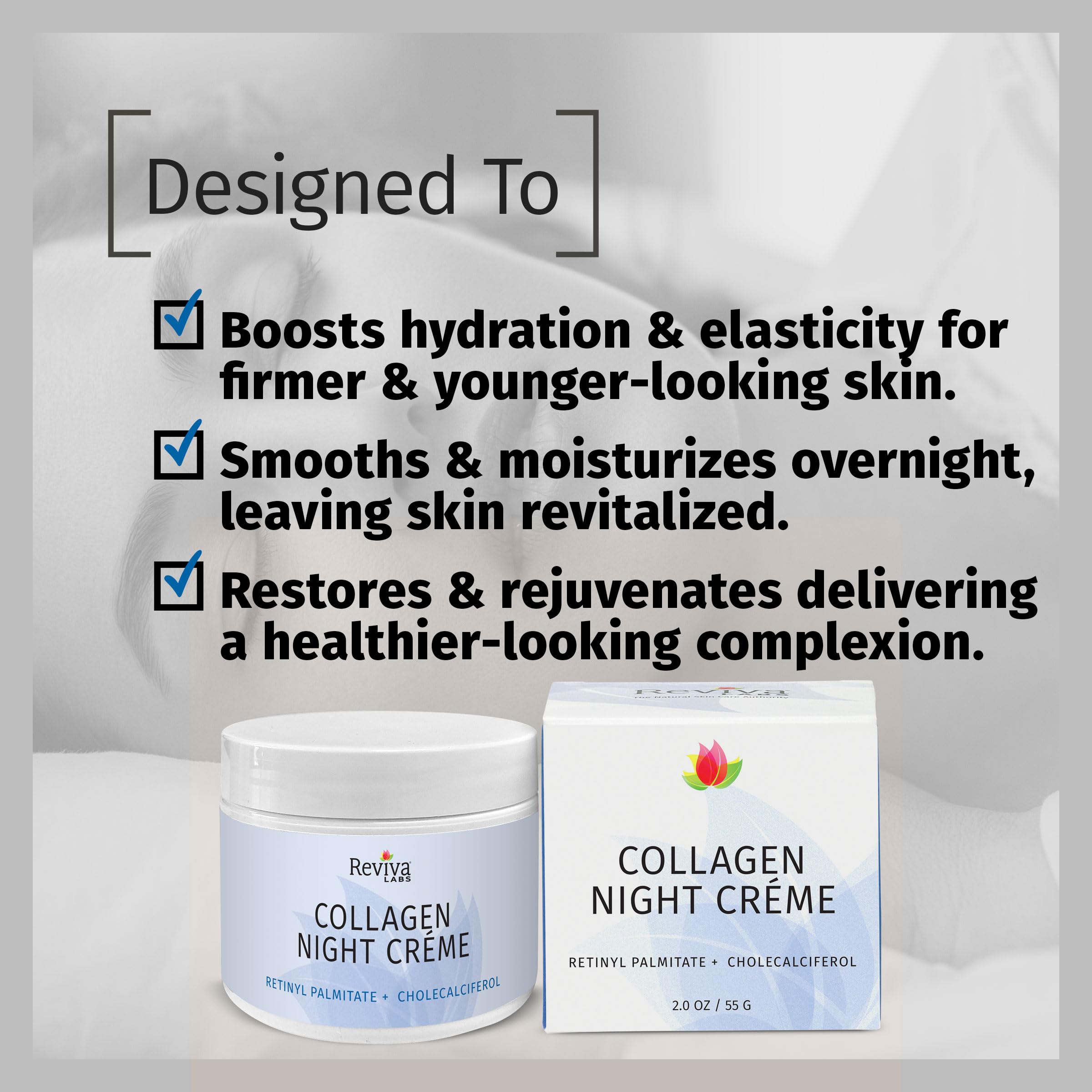 Reviva Labs Collagen Night Cream – Hydrating Face & Neck Moisturizer with Hydrolyzed Collagen