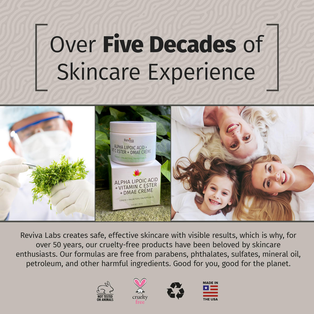 Reviva Labs DMAE Cream with Alpha Lipoic Acid & Vitamin C Ester – Firming Neck & Face