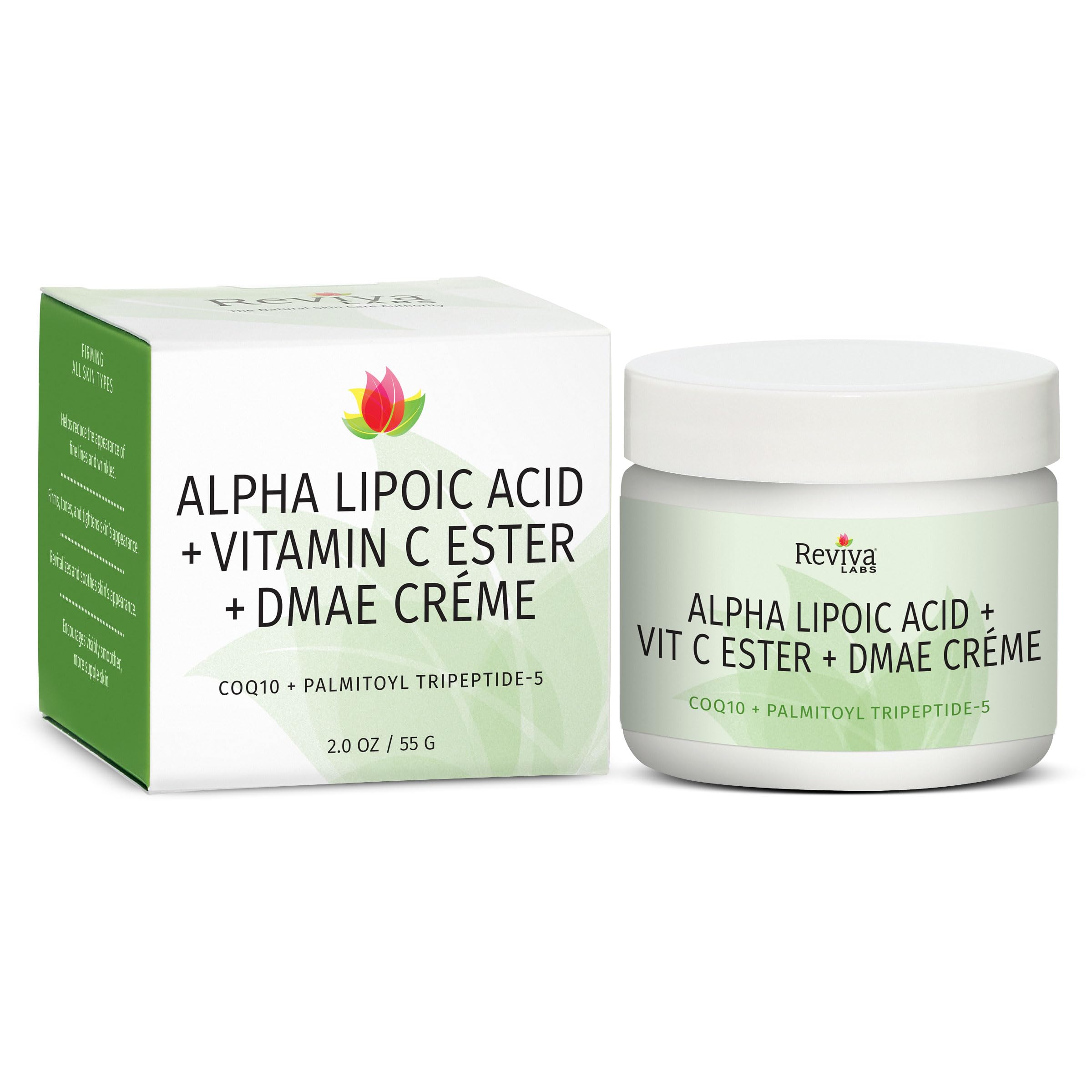Reviva Labs DMAE Cream with Alpha Lipoic Acid & Vitamin C Ester – Firming Neck & Face