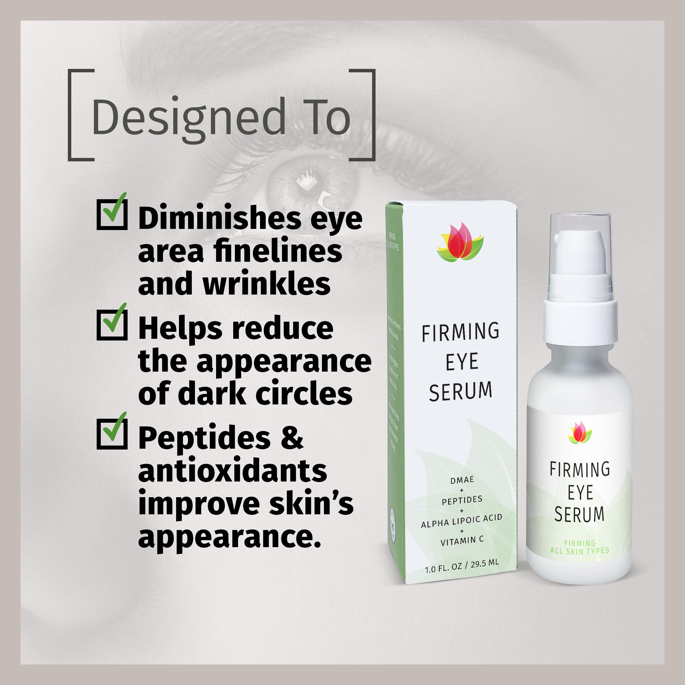 Reviva Labs Firming Eye Serum with Alpha Lipoic Acid, Vitamin C Ester & DMAE – 1 fl oz