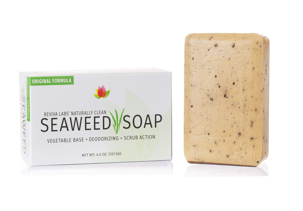 Reviva Seaweed Soap 4-Pack | Organic Seaweed Face Scrub & Exfoliating Body Bar - 4.5 oz | Made in USA