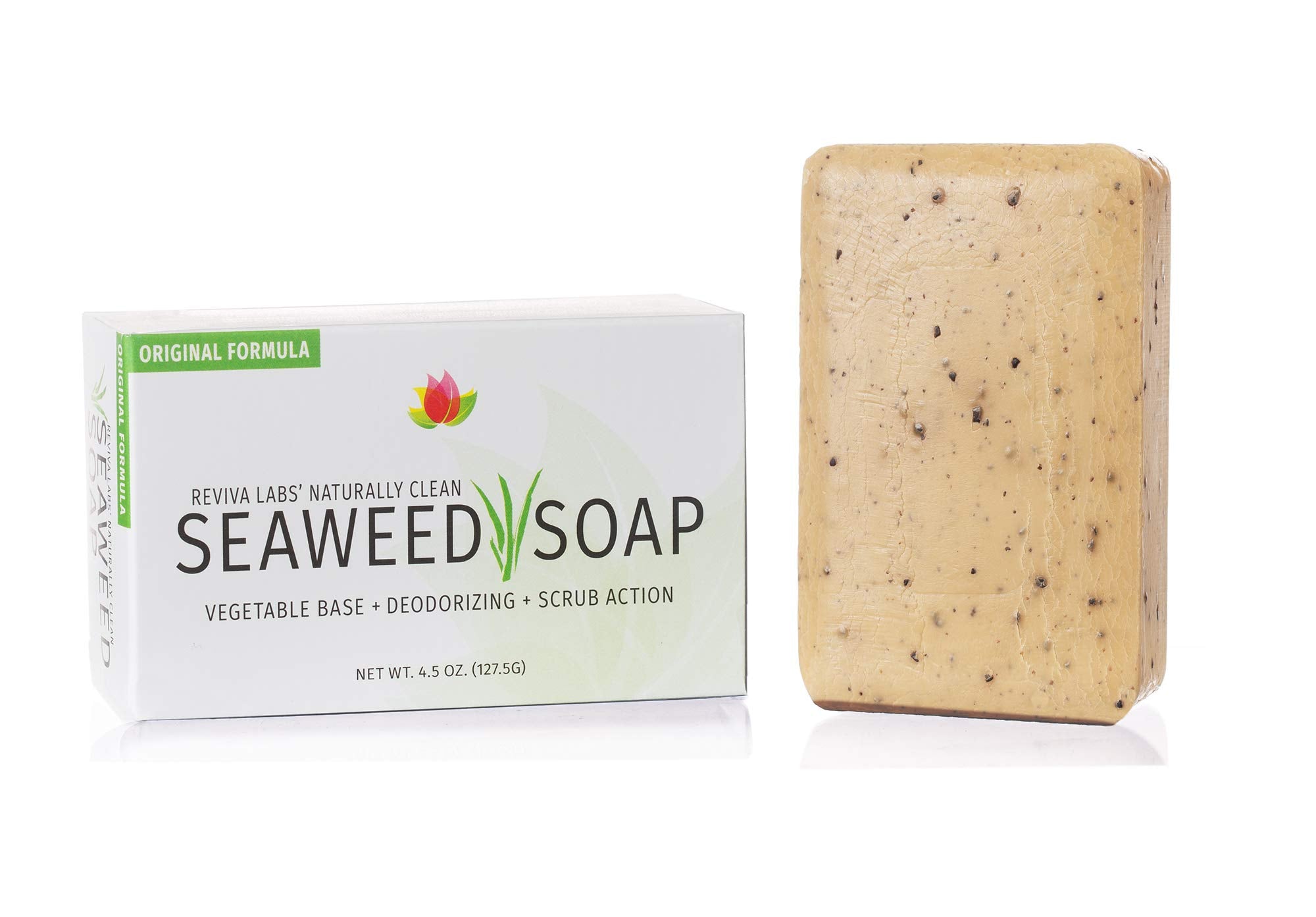 Reviva Seaweed Soap 4-Pack | Organic Seaweed Face Scrub & Exfoliating Body Bar - 4.5 oz | Made in USA