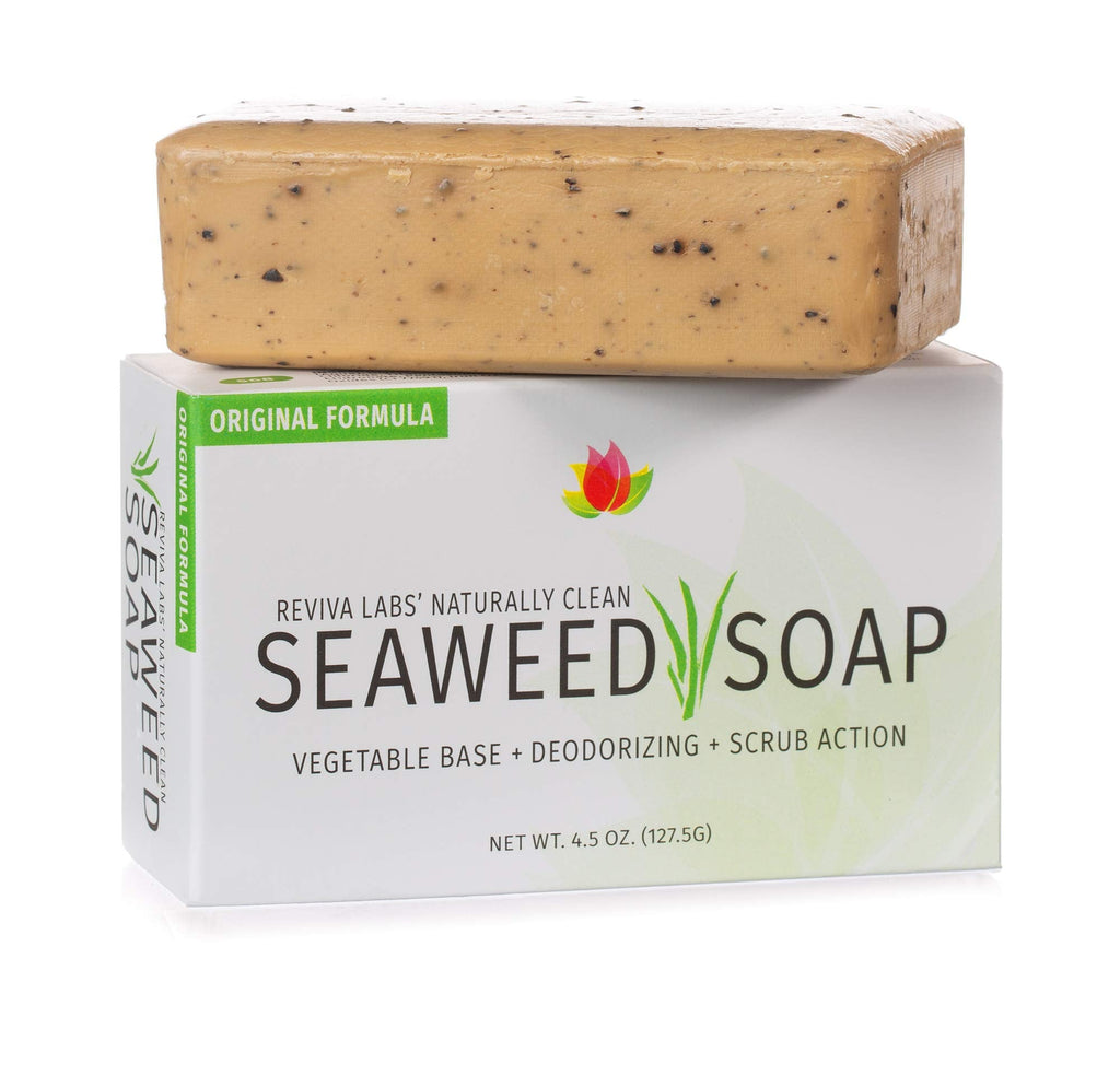 Reviva Seaweed Soap 4-Pack | Organic Seaweed Face Scrub & Exfoliating Body Bar - 4.5 oz | Made in USA