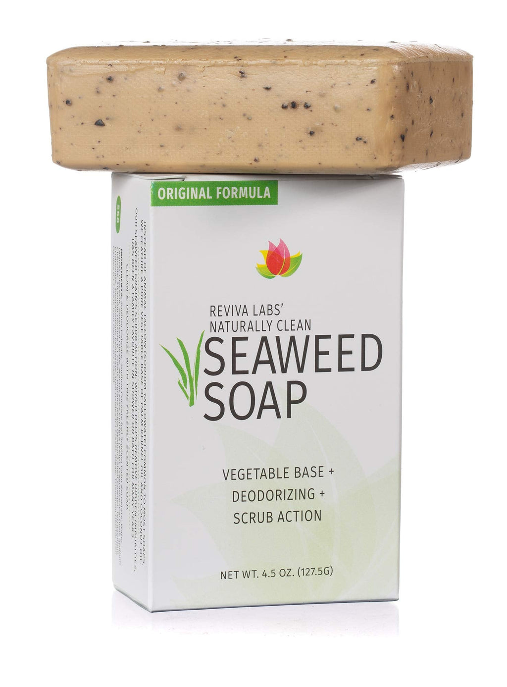 Reviva Seaweed Soap 4-Pack | Organic Seaweed Face Scrub & Exfoliating Body Bar - 4.5 oz | Made in USA