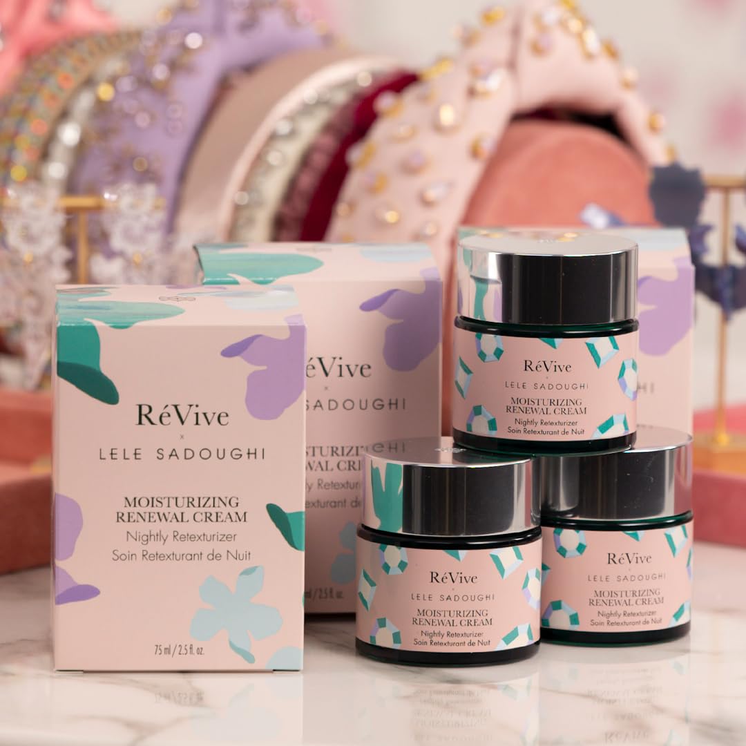 RéVive X Lele Sadoughi Renewal Night Cream ArtJar – Gentle Exfoliating Hydration, 2.5oz