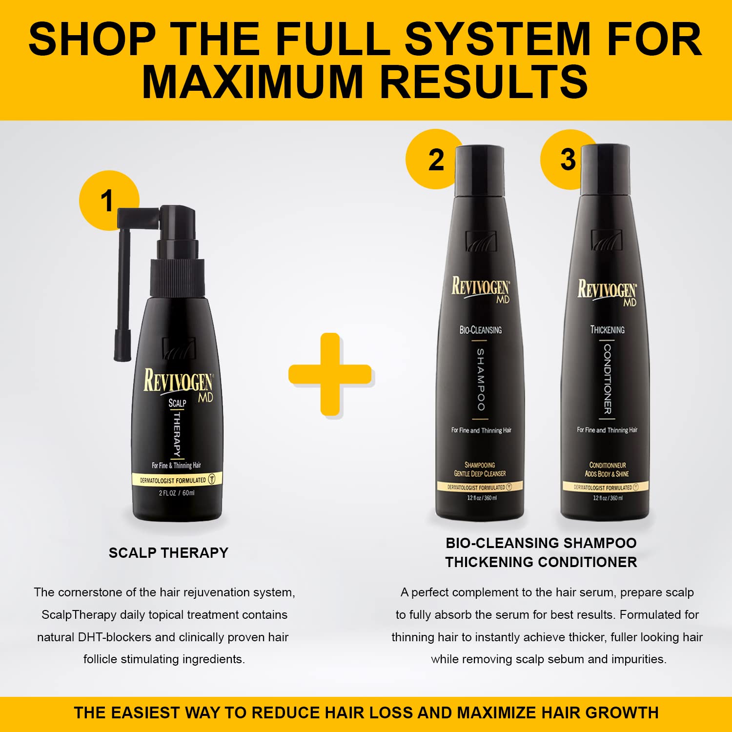 Revivogen MD Bio-Cleansing Shampoo – DHT Blocker for Thinning Hair | Soothes Scalp | 12 oz