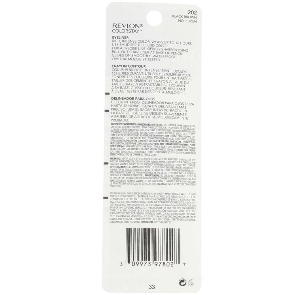 REVLON ColorStay Eyeliner with SoftFlex – Black Brown 202, 0.01 oz (28 g) Pack of 2