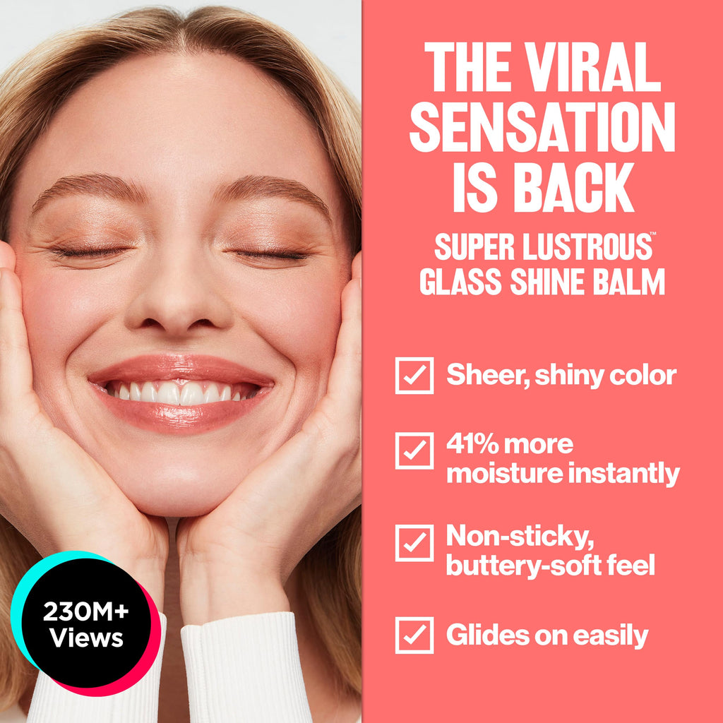 REVLON Super Lustrous Glass Shine Balm Gift Set — 3-Piece Hydrating Lip Color (Honey Shine, Rum Raisin, Girly Swirly)